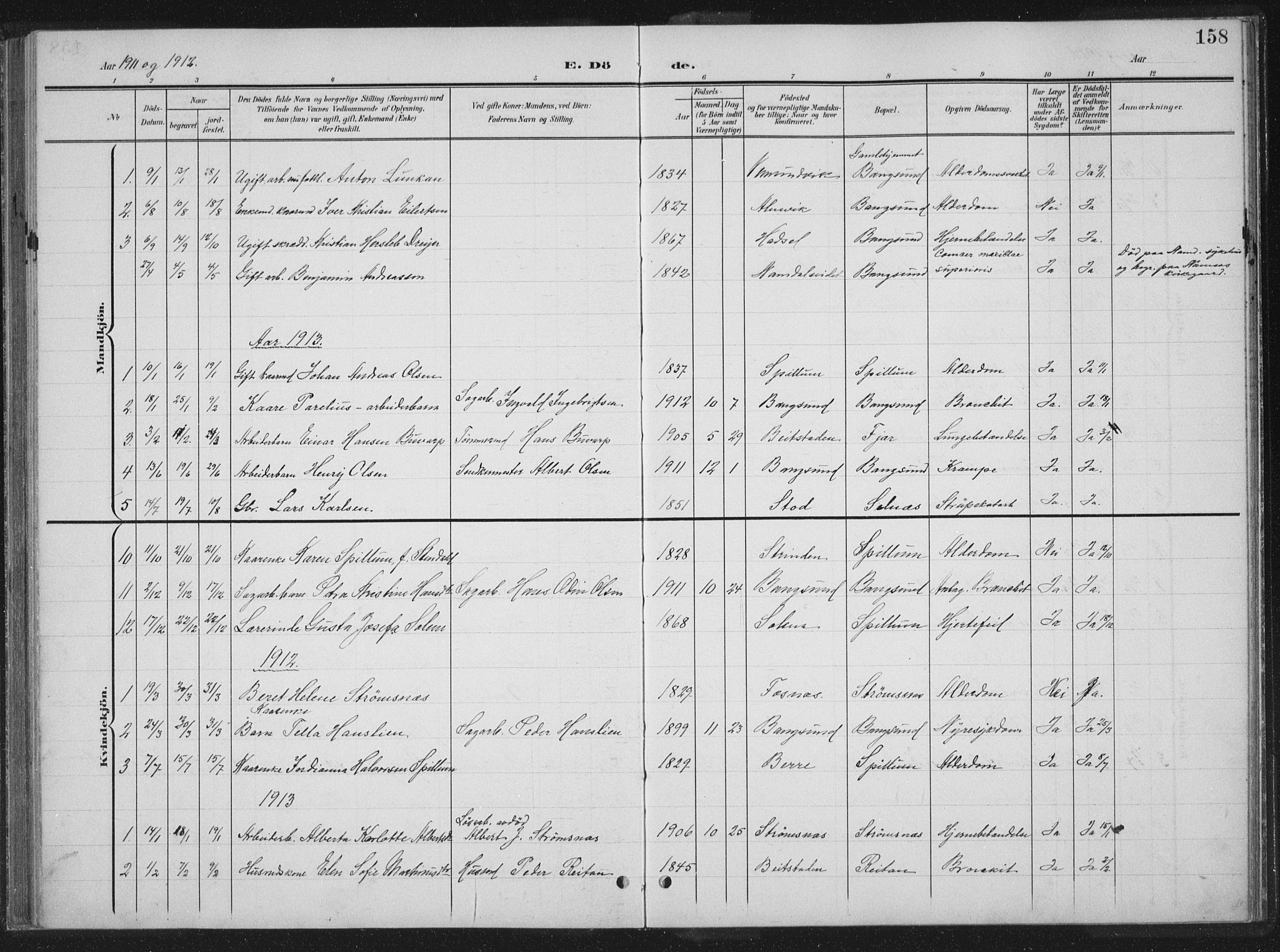 Ministerialprotokoller, klokkerbøker og fødselsregistre - Nord-Trøndelag, SAT/A-1458/770/L0591: Klokkerbok nr. 770C02, 1902-1940, s. 158