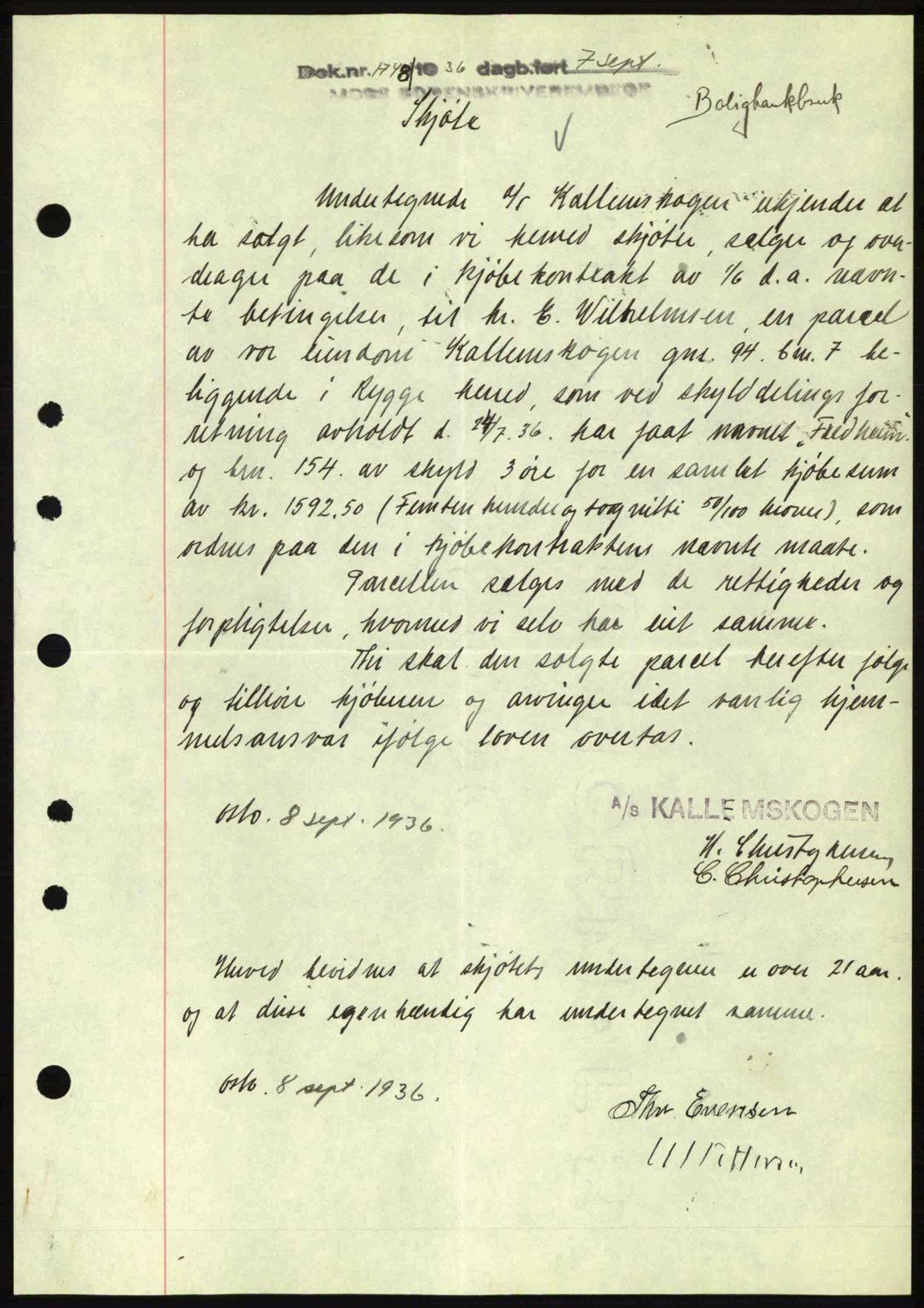 Moss sorenskriveri, SAO/A-10168: Pantebok nr. A1, 1936-1936, Dagboknr: 1748/1936