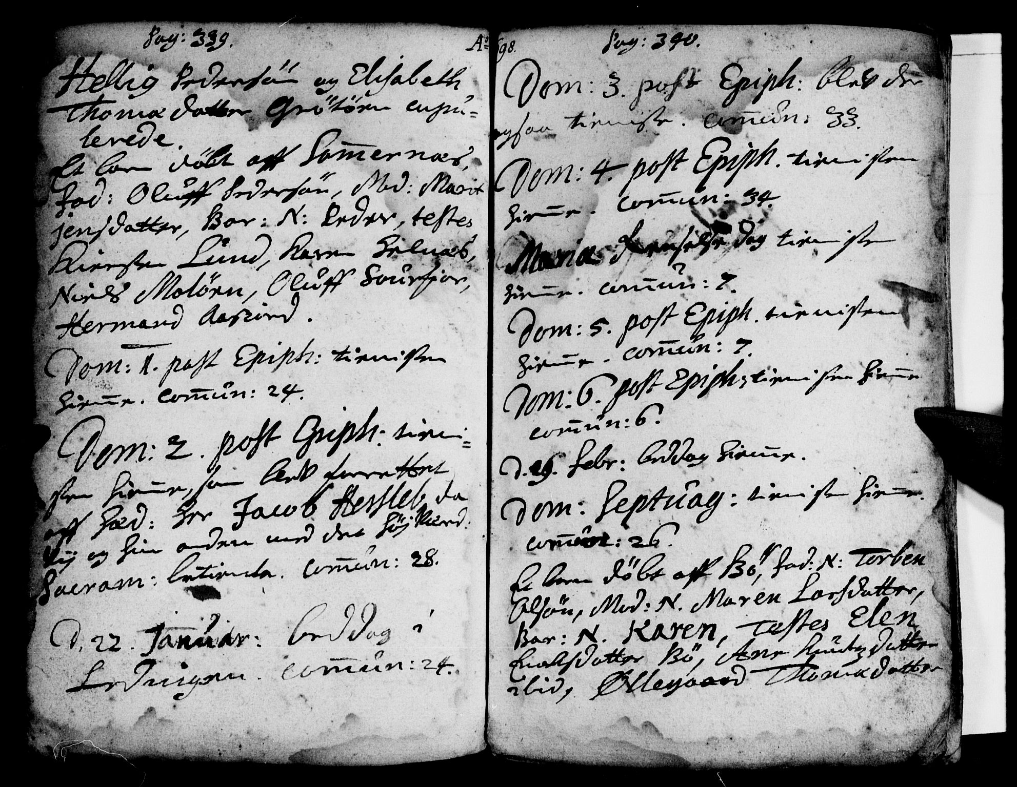 Ministerialprotokoller, klokkerbøker og fødselsregistre - Nordland, AV/SAT-A-1459/855/L0793: Ministerialbok nr. 855A01, 1686-1712, s. 339-340