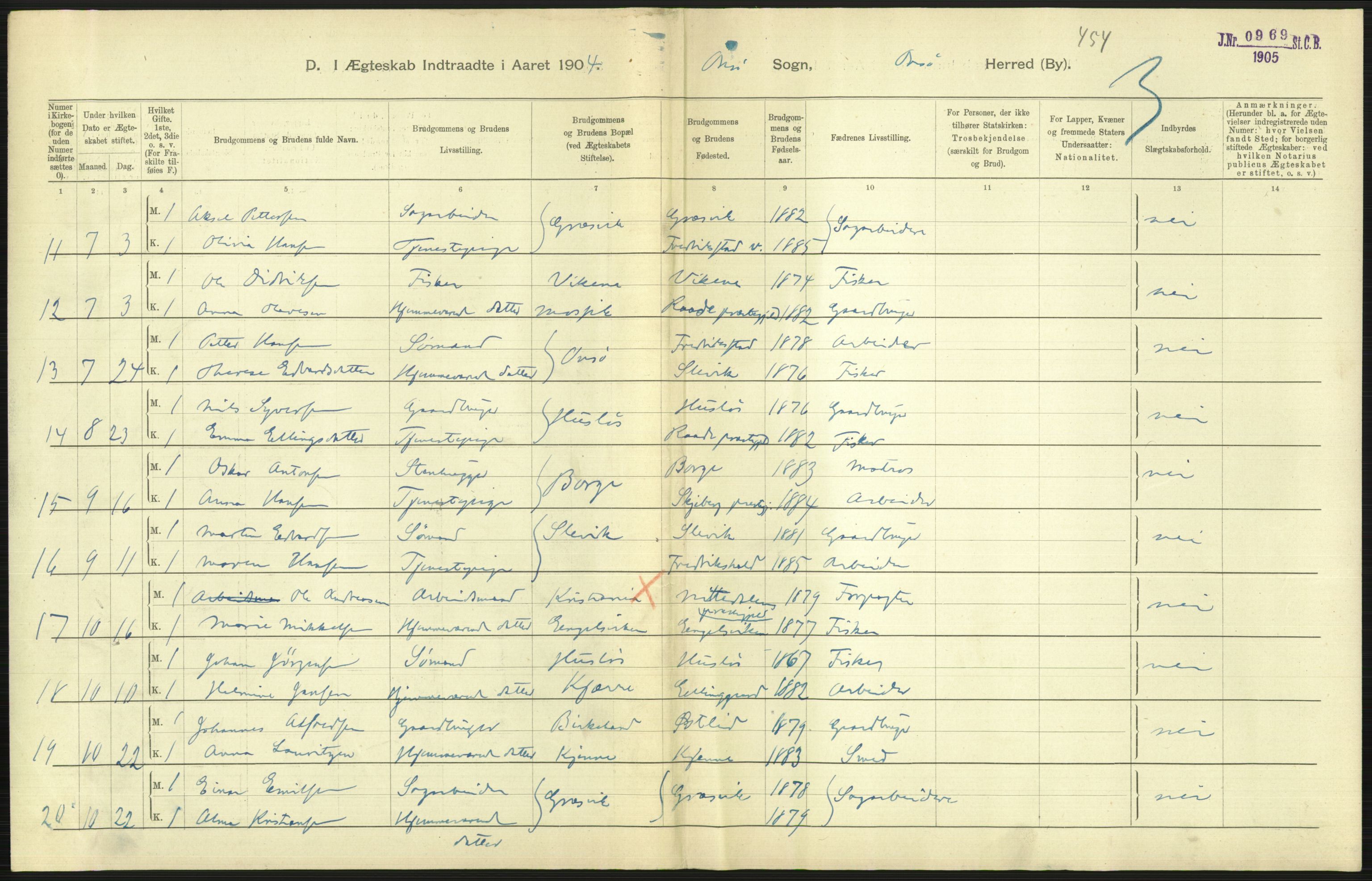 Statistisk sentralbyrå, Sosiodemografiske emner, Befolkning, AV/RA-S-2228/D/Df/Dfa/Dfab/L0001: Smålenenes amt: Fødte, gifte, døde, 1904, s. 624