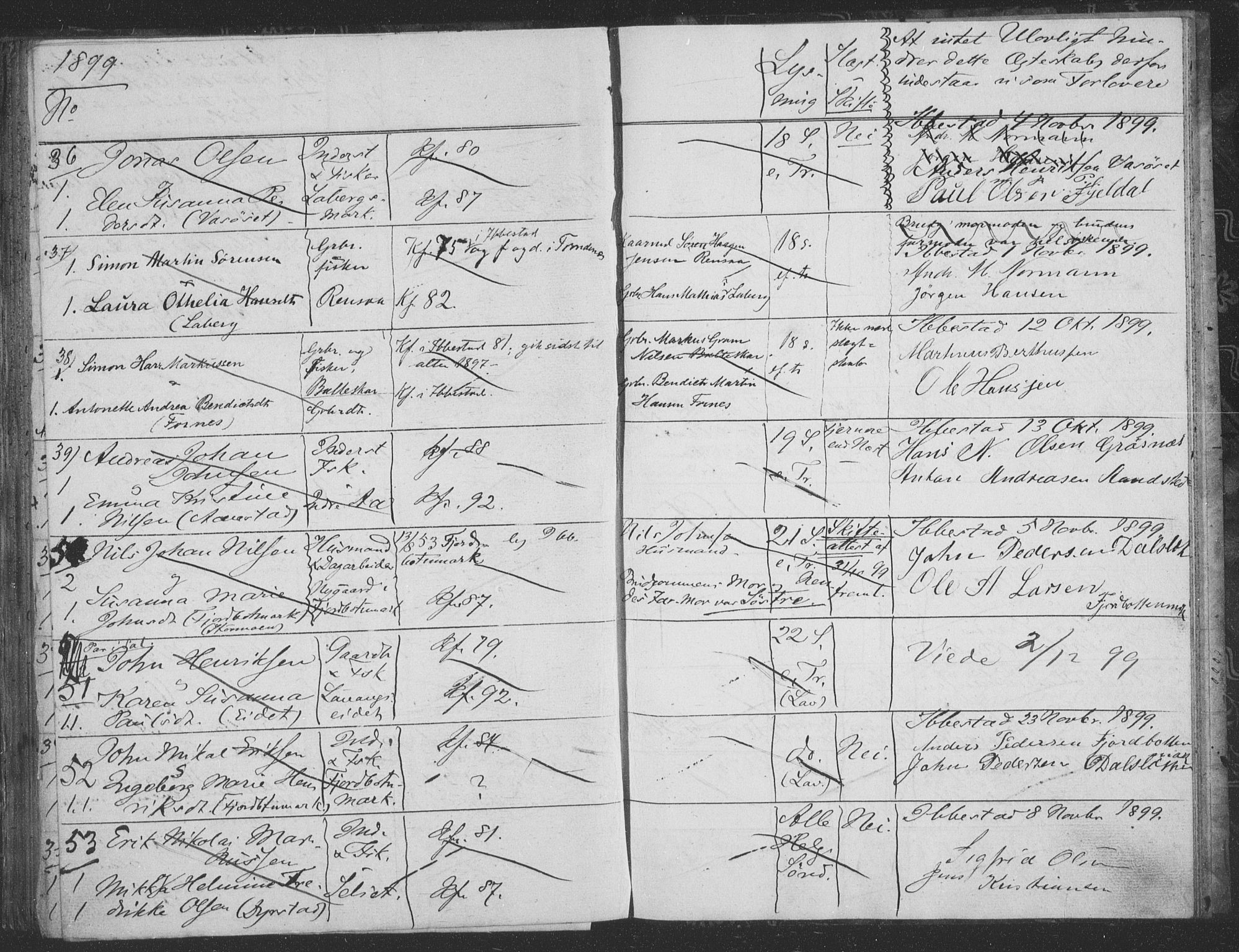 Ibestad sokneprestembete, AV/SATØ-S-0077/I/Ie/L0066: Lysningsprotokoll nr. 66, 1888-1904