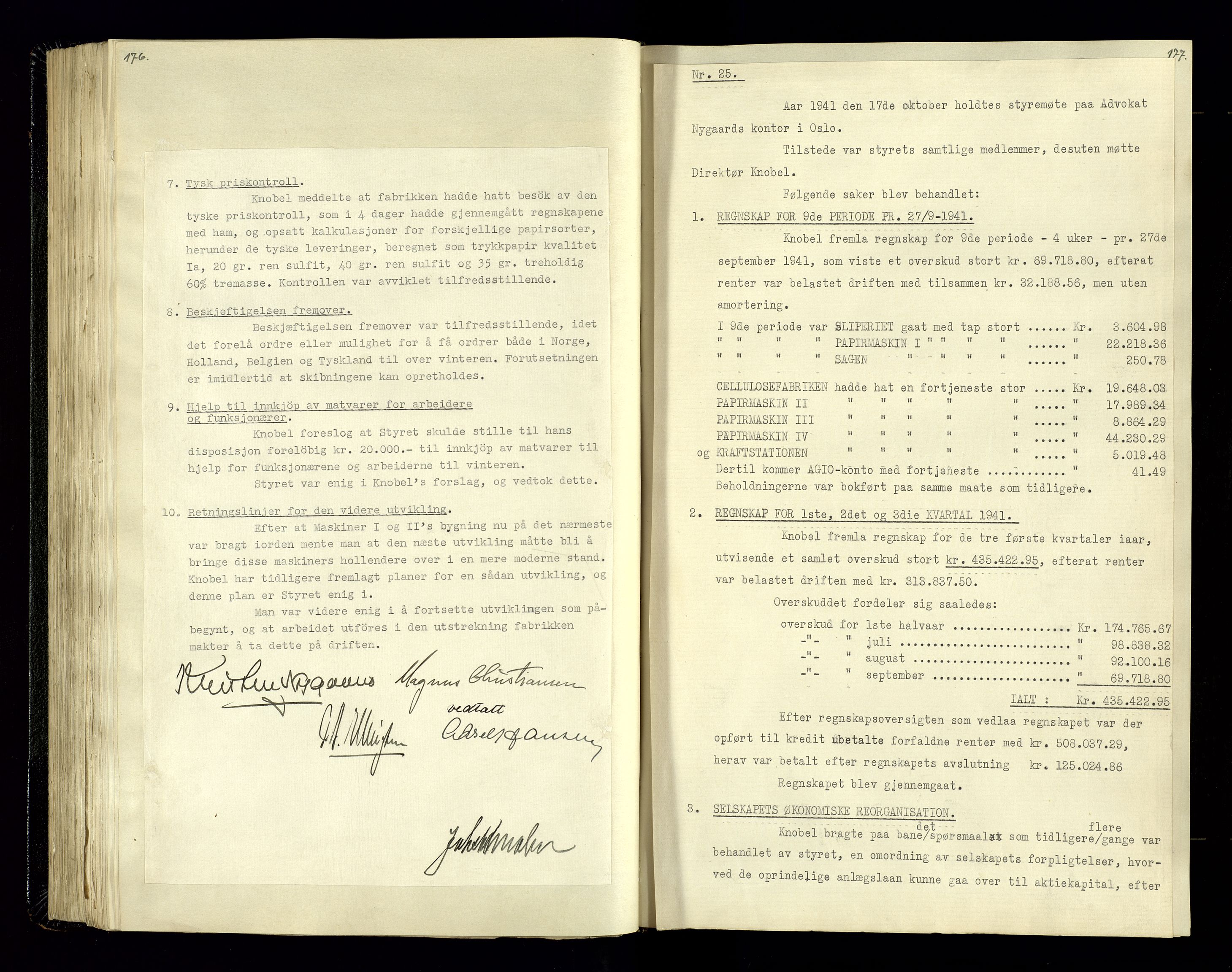 Hunsfos fabrikker, AV/SAK-D/1440/02/L0006: Referatprotokoll fra styremøter, 1938-1950, s. 176-177