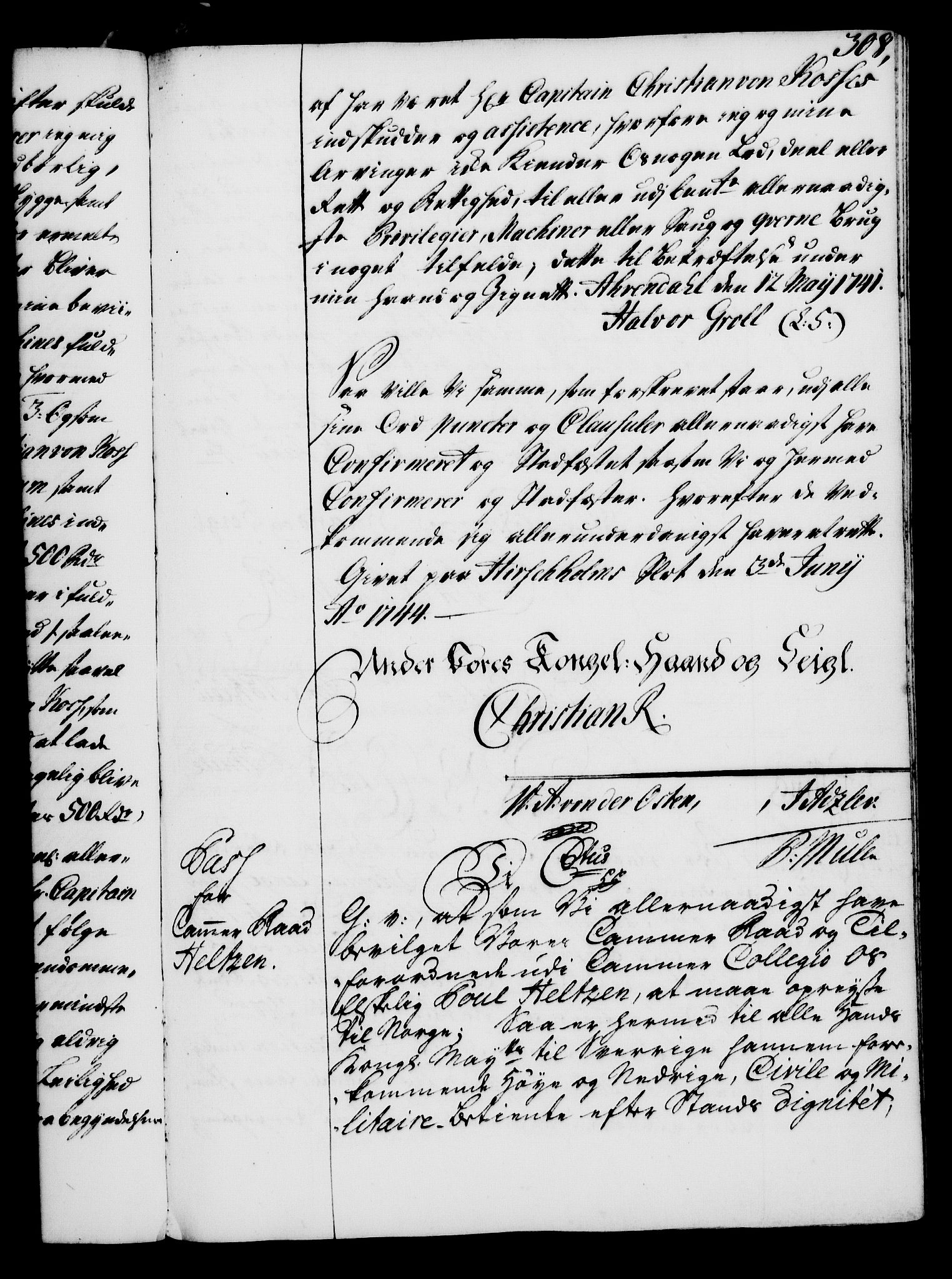 Rentekammeret, Kammerkanselliet, RA/EA-3111/G/Gg/Gga/L0005: Norsk ekspedisjonsprotokoll med register (merket RK 53.5), 1741-1749, s. 308