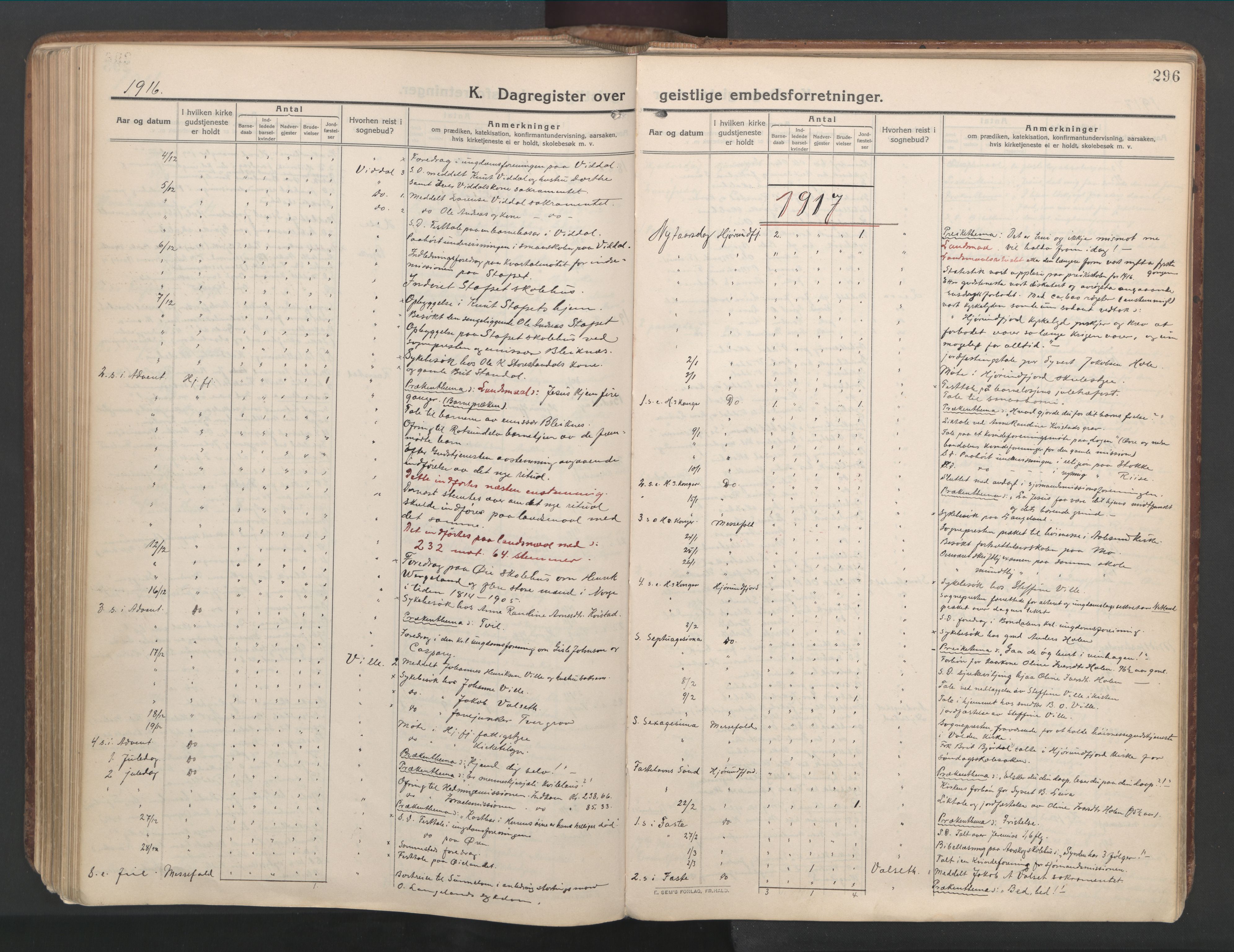 Ministerialprotokoller, klokkerbøker og fødselsregistre - Møre og Romsdal, AV/SAT-A-1454/515/L0212: Ministerialbok nr. 515A08, 1911-1935, s. 296