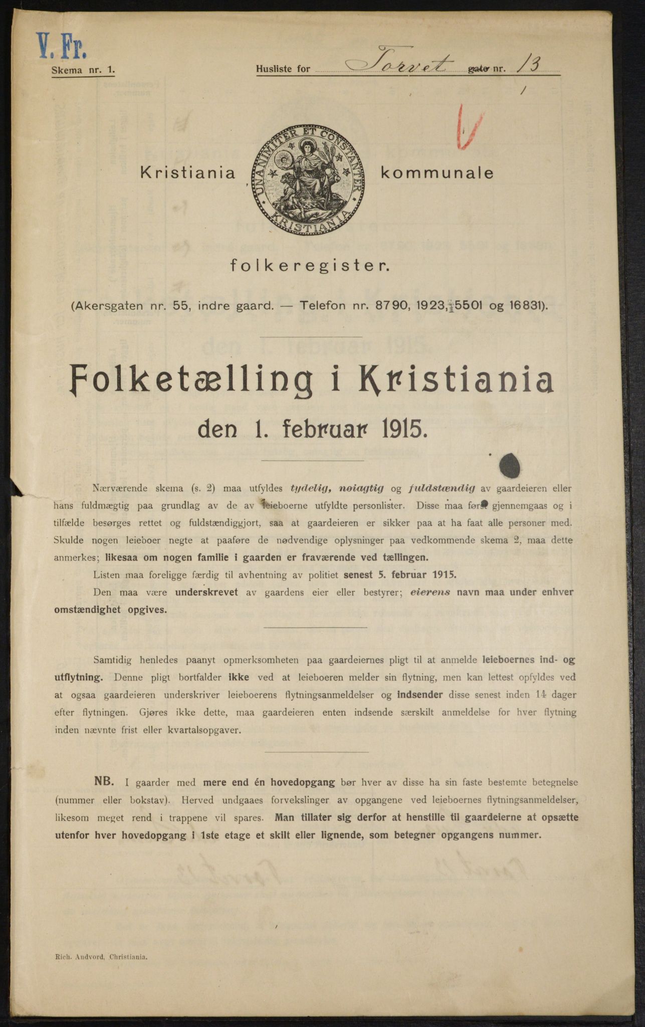 OBA, Kommunal folketelling 1.2.1915 for Kristiania, 1915, s. 103835