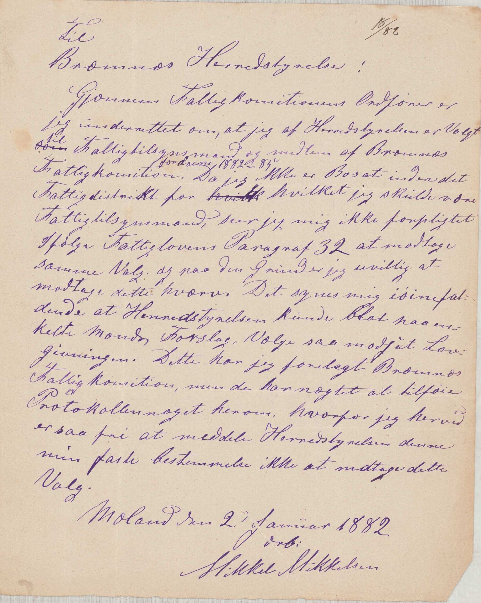 Finnaas kommune. Formannskapet, IKAH/1218a-021/D/Da/L0001/0003: Korrespondanse / saker / Kronologisk ordna korrespodanse, 1882, s. 4