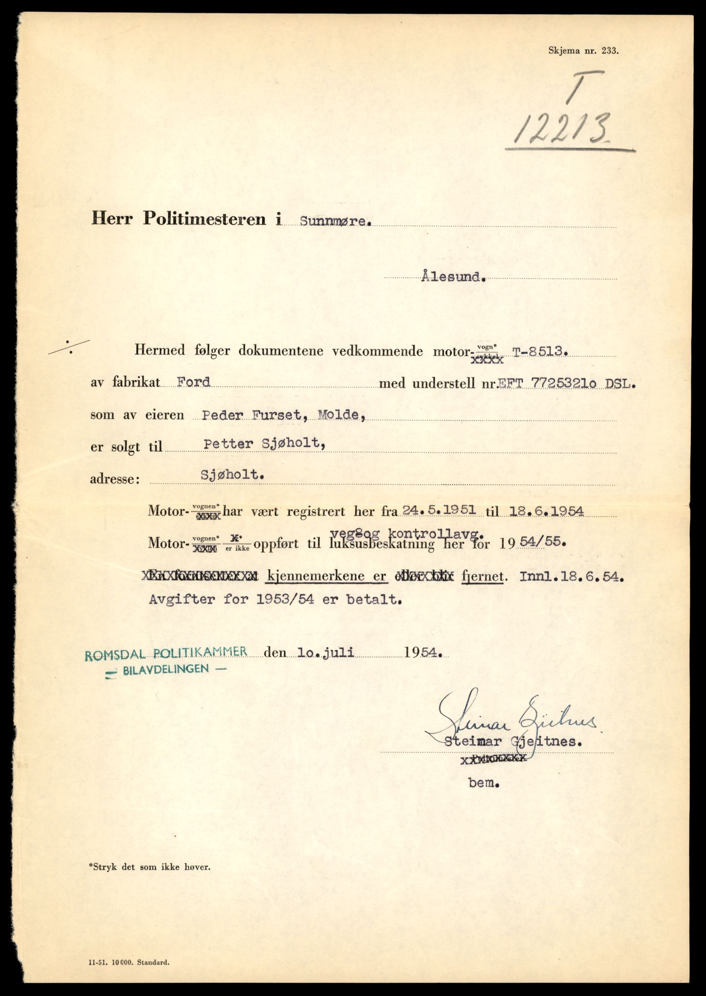 Møre og Romsdal vegkontor - Ålesund trafikkstasjon, AV/SAT-A-4099/F/Fe/L0033: Registreringskort for kjøretøy T 12151 - T 12474, 1927-1998, s. 1553
