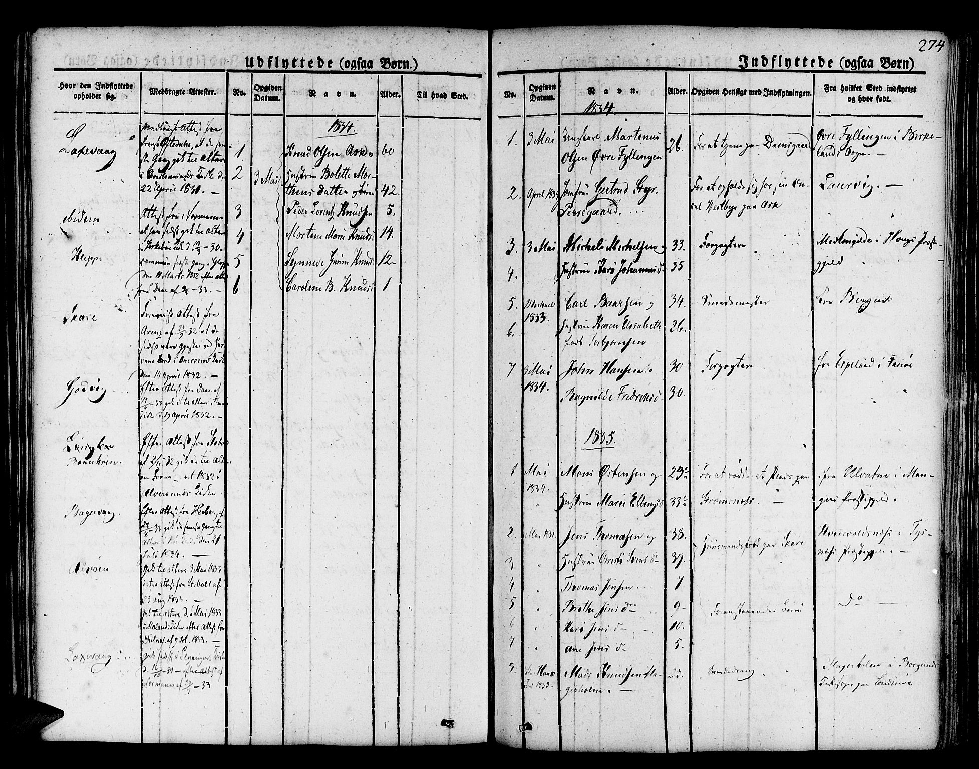 Askøy Sokneprestembete, AV/SAB-A-74101/H/Ha/Haa/Haaa/L0004: Ministerialbok nr. A 4, 1825-1845, s. 274