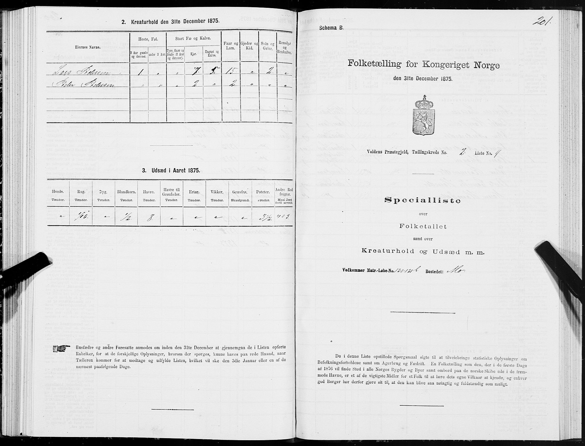 SAT, Folketelling 1875 for 1519P Volda prestegjeld, 1875, s. 2201