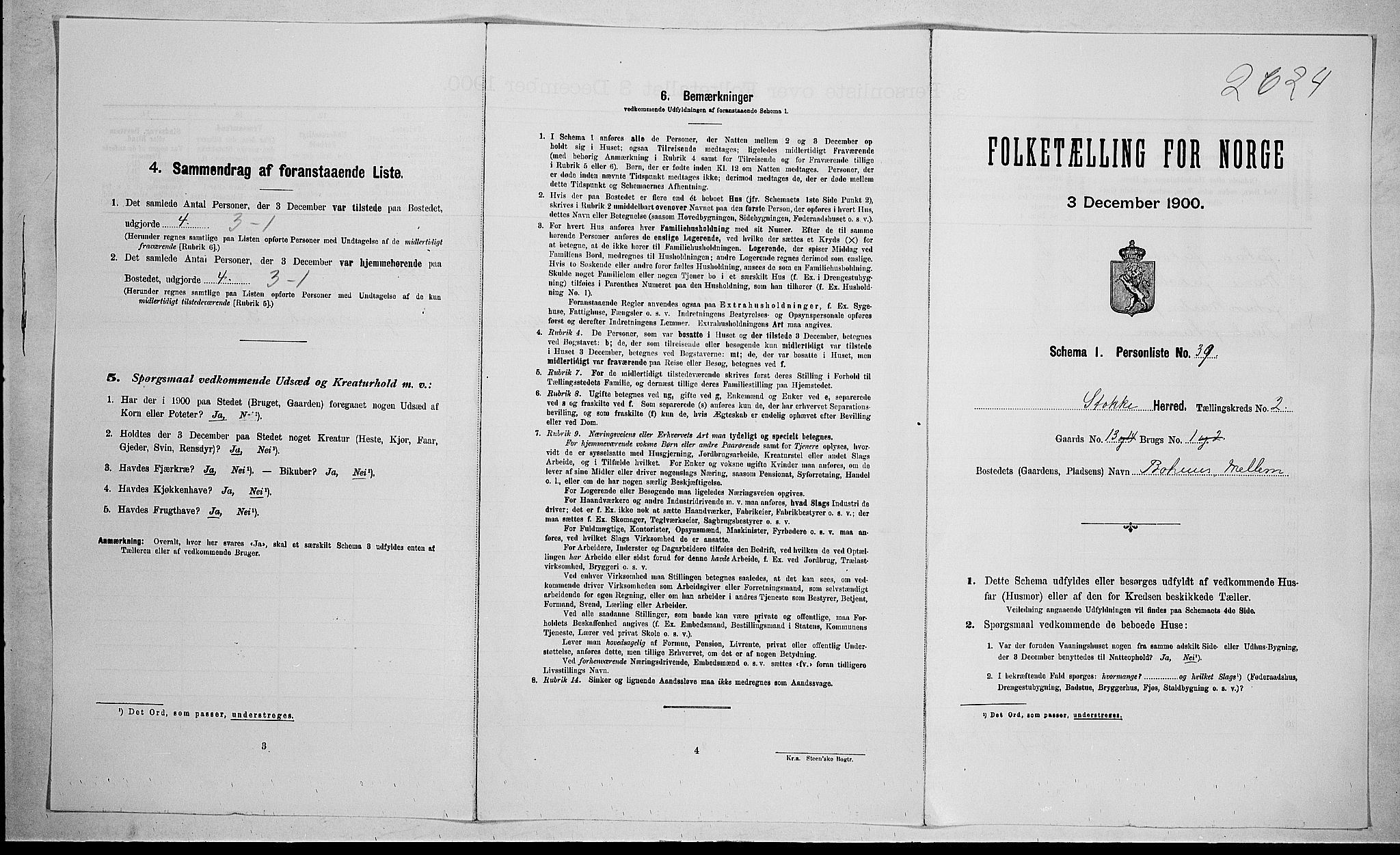 RA, Folketelling 1900 for 0720 Stokke herred, 1900, s. 442