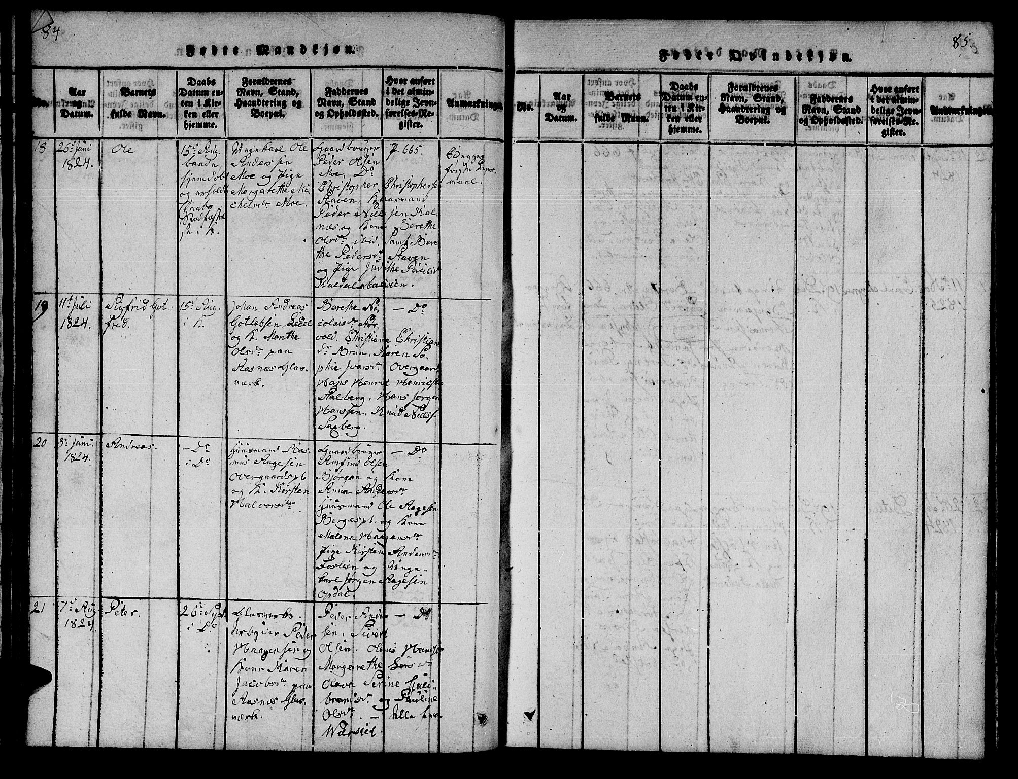 Ministerialprotokoller, klokkerbøker og fødselsregistre - Nord-Trøndelag, SAT/A-1458/742/L0411: Klokkerbok nr. 742C02, 1817-1825, s. 84-85