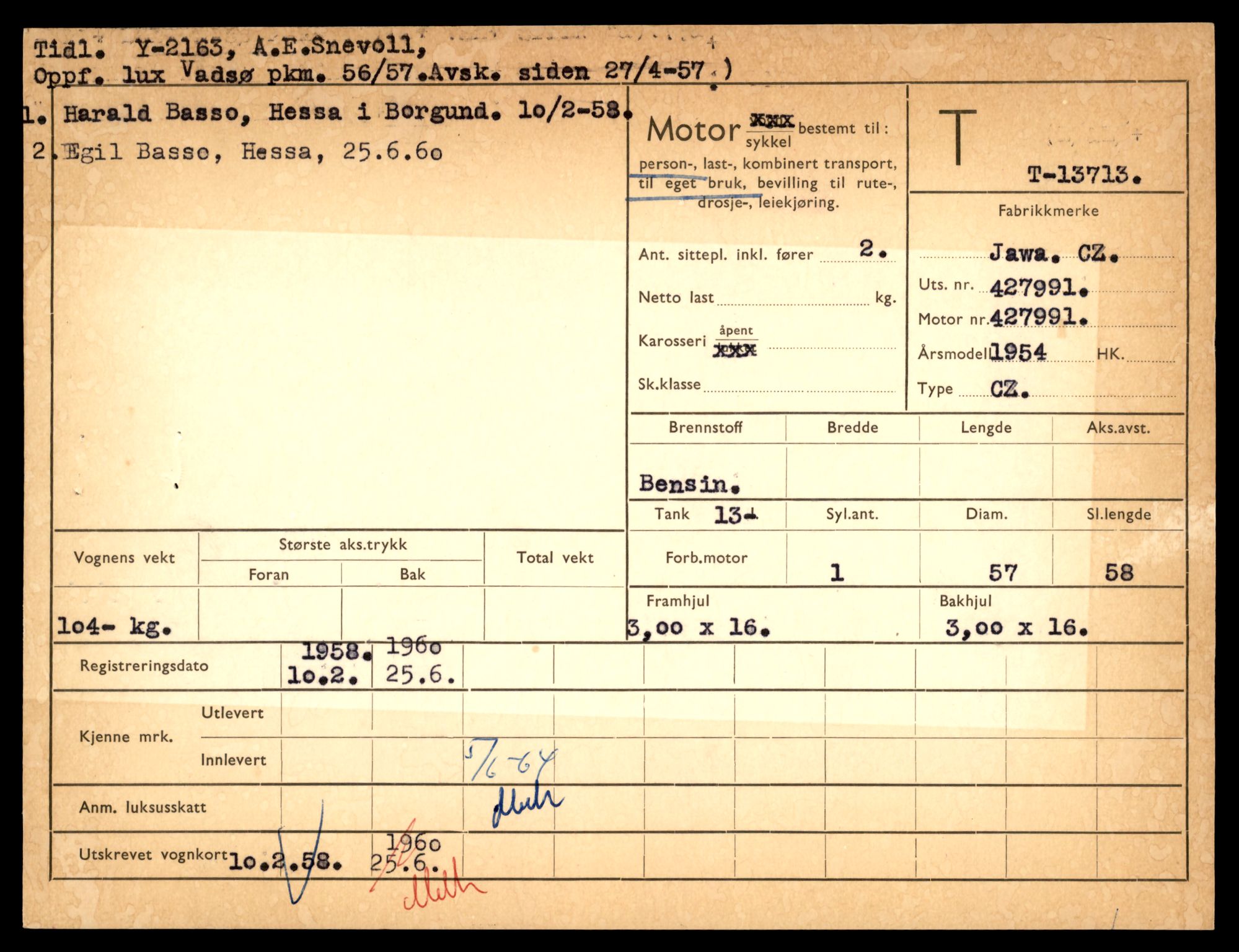 Møre og Romsdal vegkontor - Ålesund trafikkstasjon, AV/SAT-A-4099/F/Fe/L0041: Registreringskort for kjøretøy T 13710 - T 13905, 1927-1998, s. 47