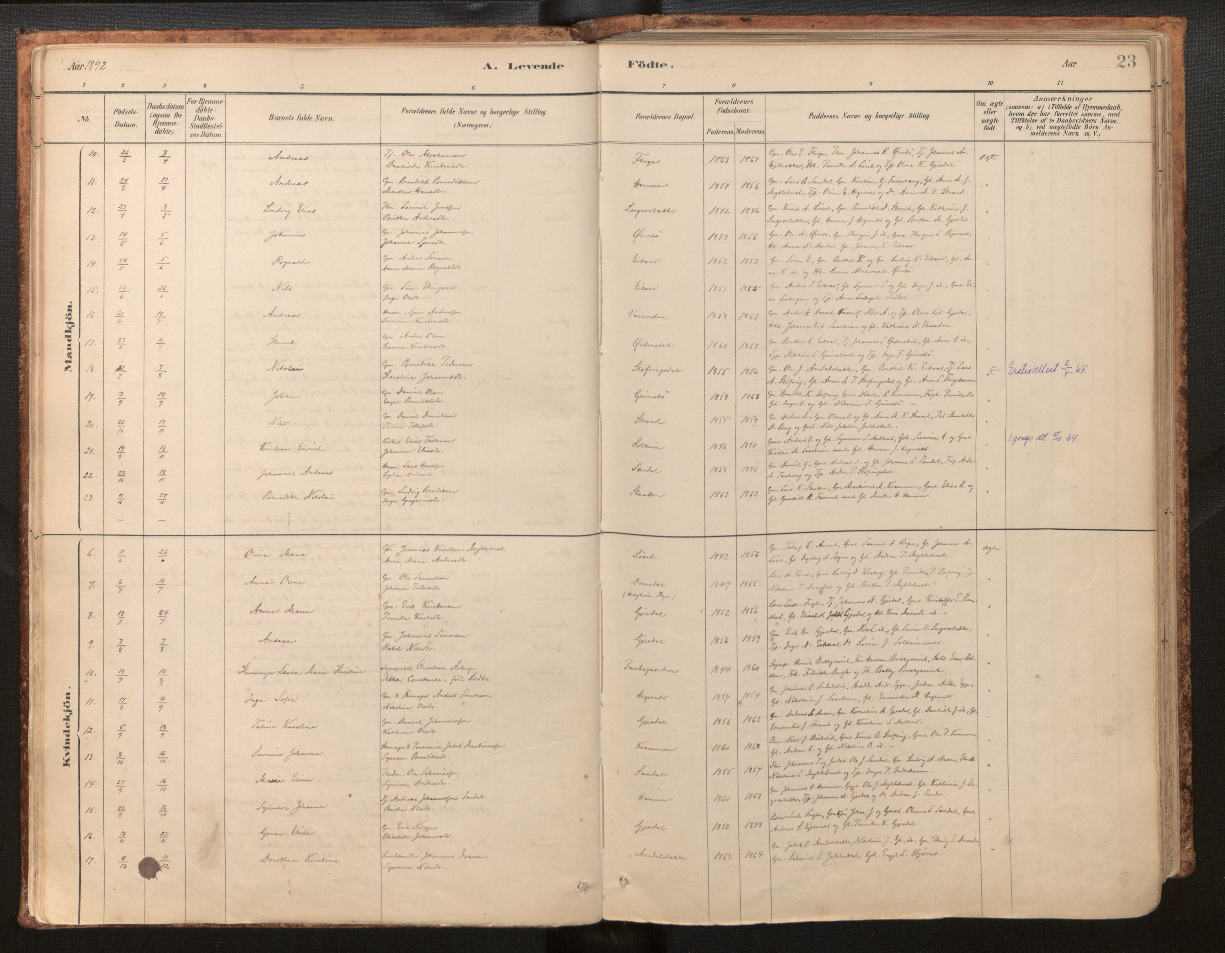 Jølster sokneprestembete, AV/SAB-A-80701/H/Haa/Haab/L0001: Ministerialbok nr. B 1, 1882-1930, s. 23