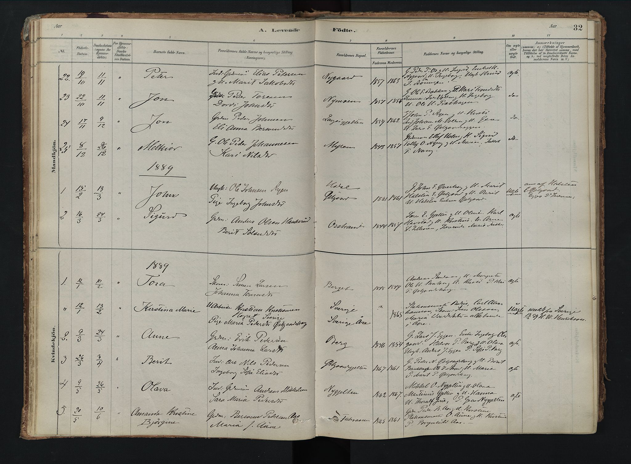 Tolga prestekontor, AV/SAH-PREST-062/K/L0008: Ministerialbok nr. 8, 1877-1910, s. 32