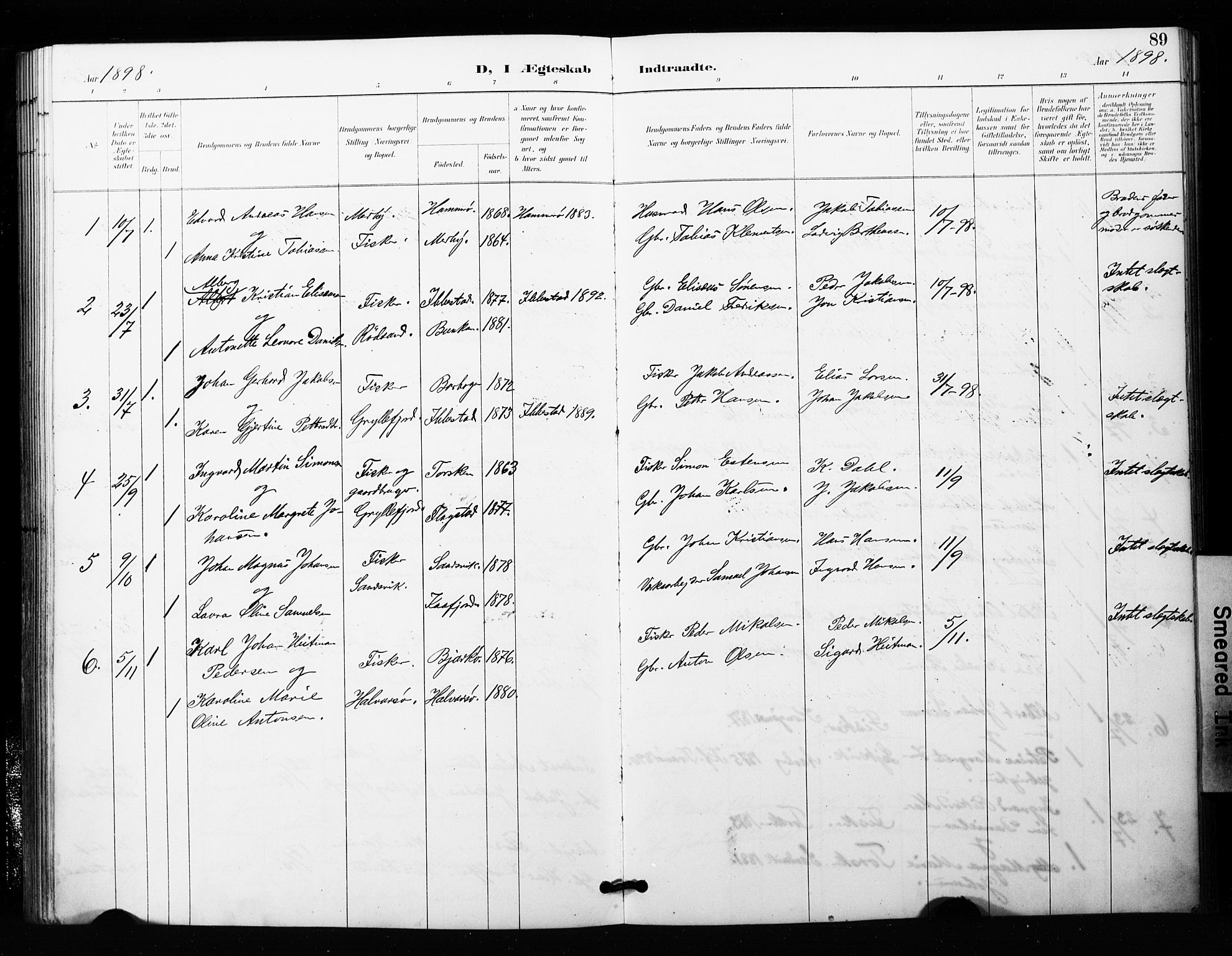 Berg sokneprestkontor, AV/SATØ-S-1318/G/Ga/Gaa/L0006kirke: Ministerialbok nr. 6, 1894-1904, s. 89