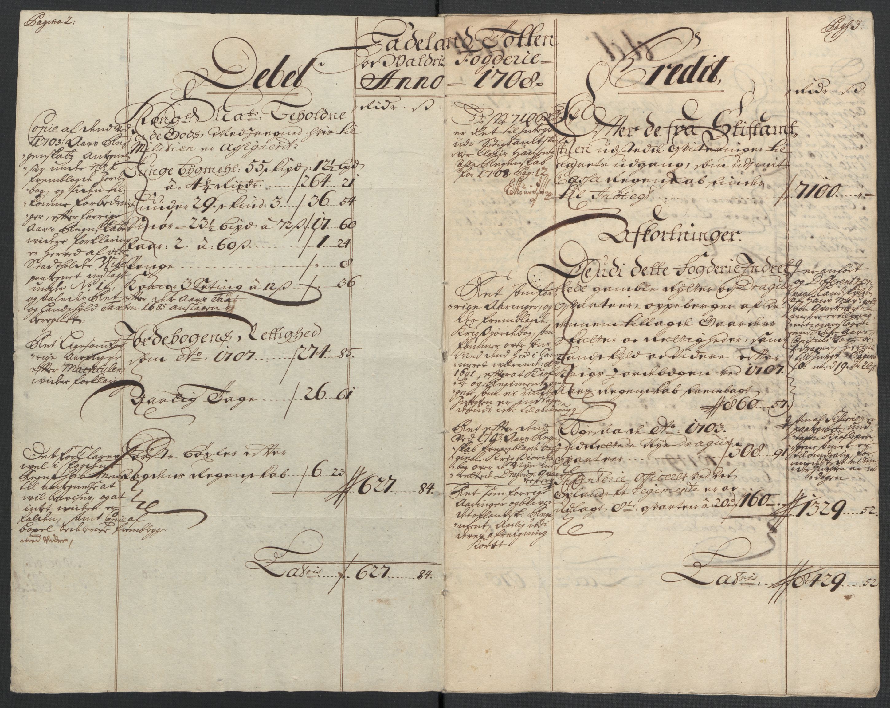 Rentekammeret inntil 1814, Reviderte regnskaper, Fogderegnskap, RA/EA-4092/R18/L1305: Fogderegnskap Hadeland, Toten og Valdres, 1707-1708, s. 411