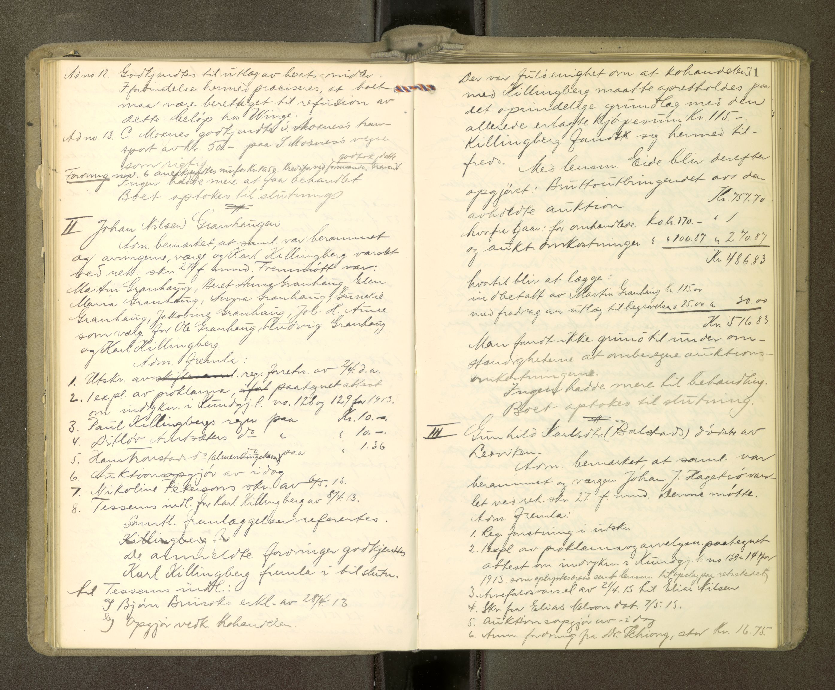Stjør- og Verdal sorenskriveri, AV/SAT-A-4167/1/3/3B/L0012: Skifteforhandlingsprotokoll, 1912-1919, s. 71