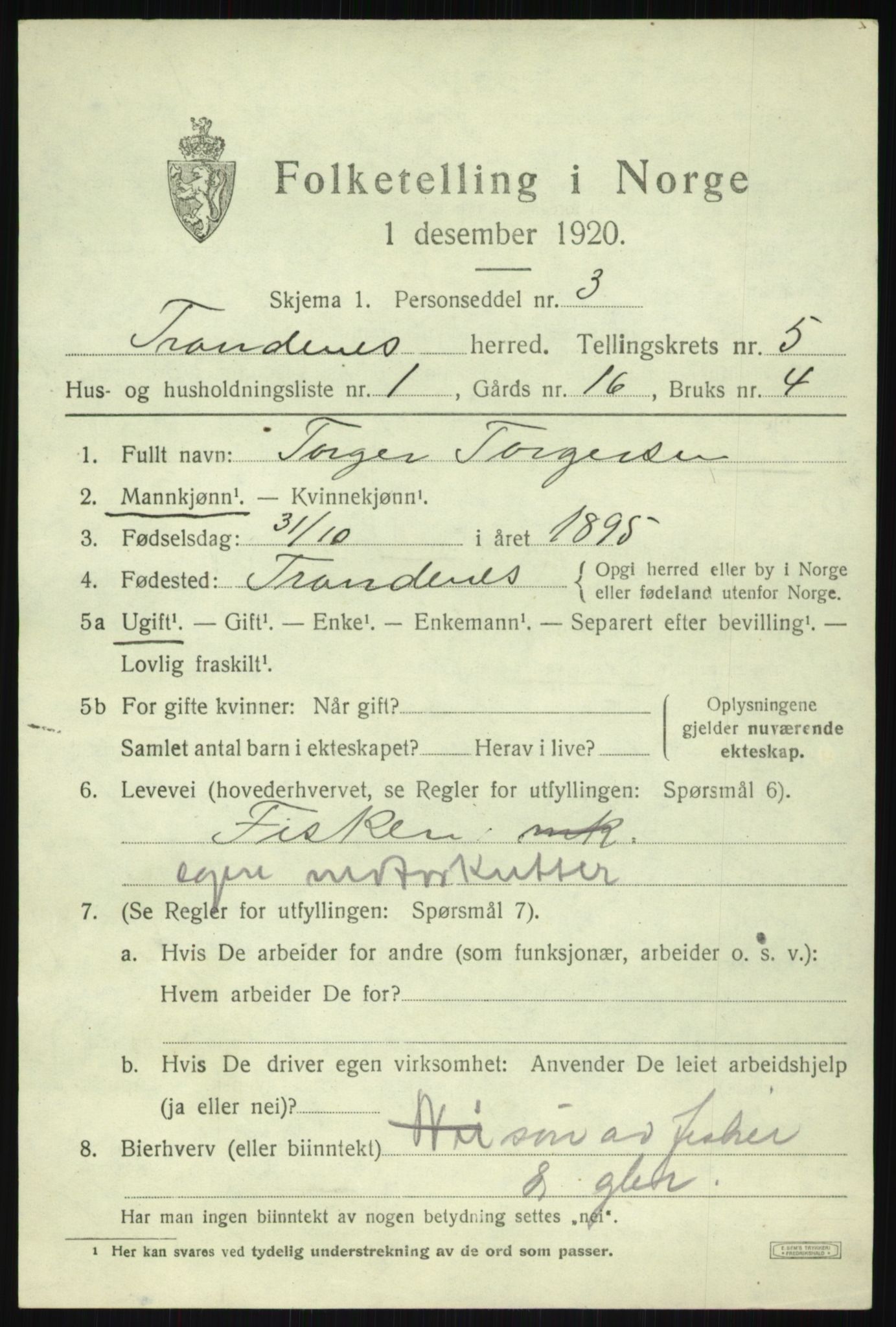 SATØ, Folketelling 1920 for 1914 Trondenes herred, 1920, s. 5291