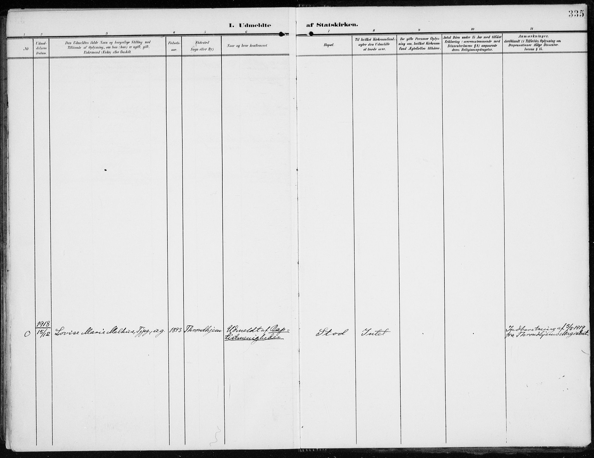 Stange prestekontor, AV/SAH-PREST-002/K/L0024: Ministerialbok nr. 24, 1906-1922, s. 335