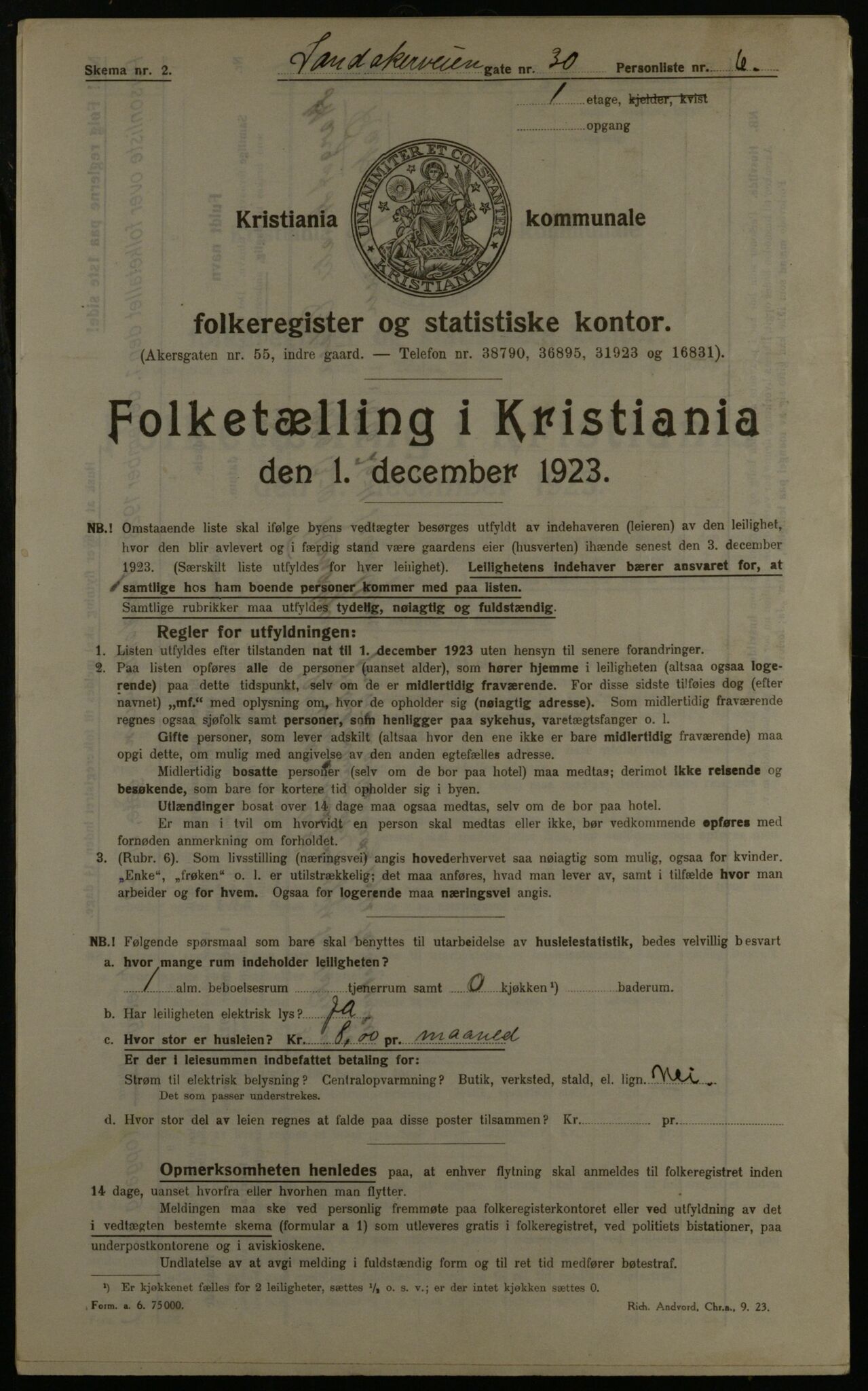 OBA, Kommunal folketelling 1.12.1923 for Kristiania, 1923, s. 96193