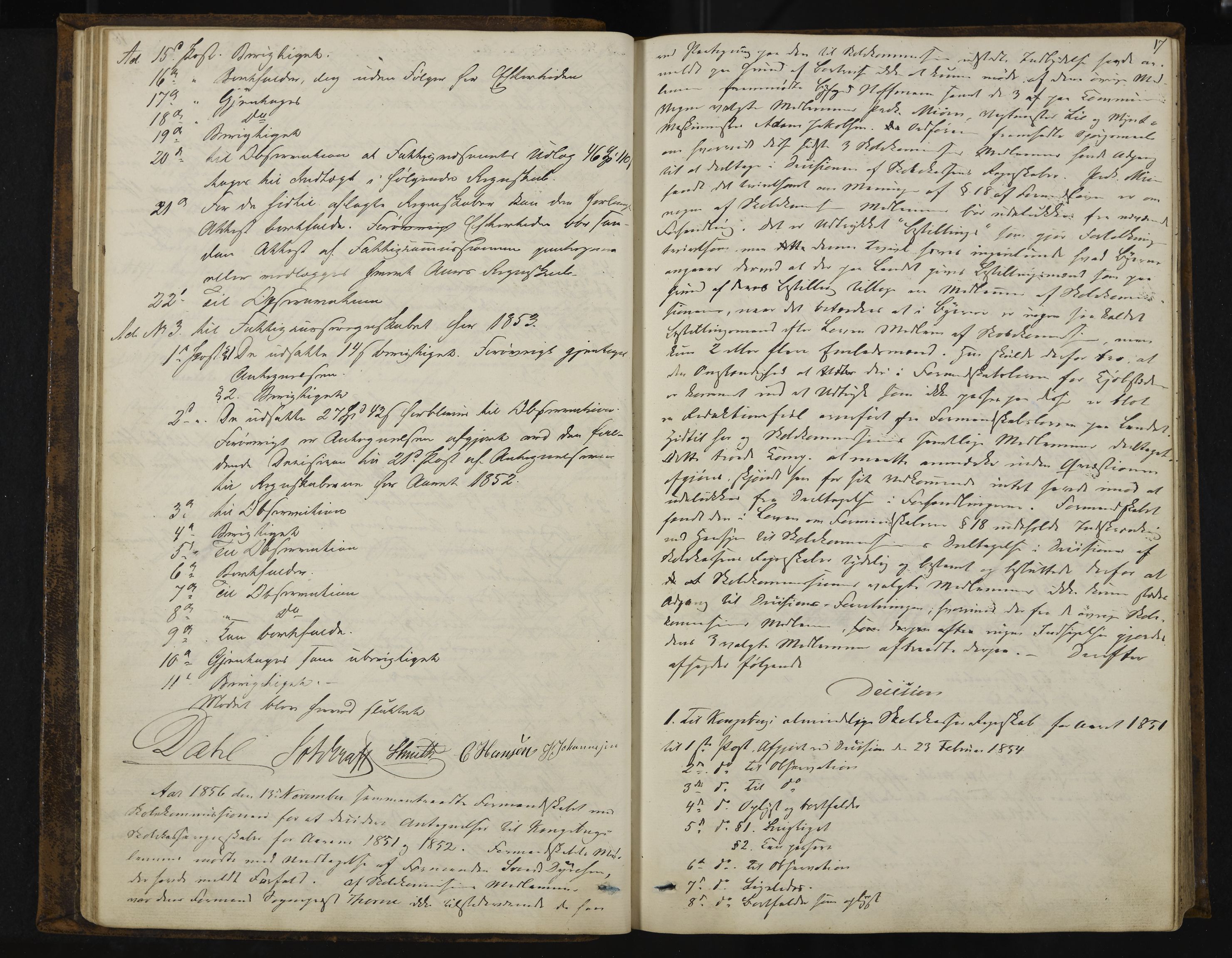 Kongsberg formannskap og sentraladministrasjon, IKAK/0604021-1/A/L0003: Møtebok med register, 1856-1861, s. 17