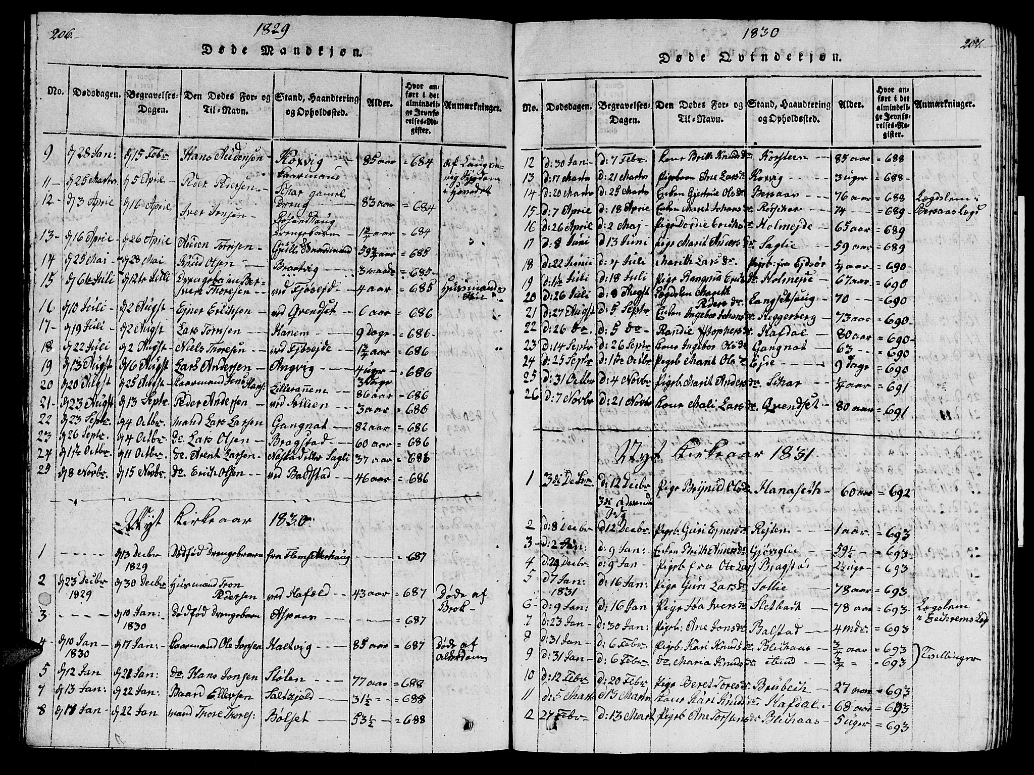 Ministerialprotokoller, klokkerbøker og fødselsregistre - Møre og Romsdal, AV/SAT-A-1454/586/L0990: Klokkerbok nr. 586C01, 1819-1837, s. 206-207