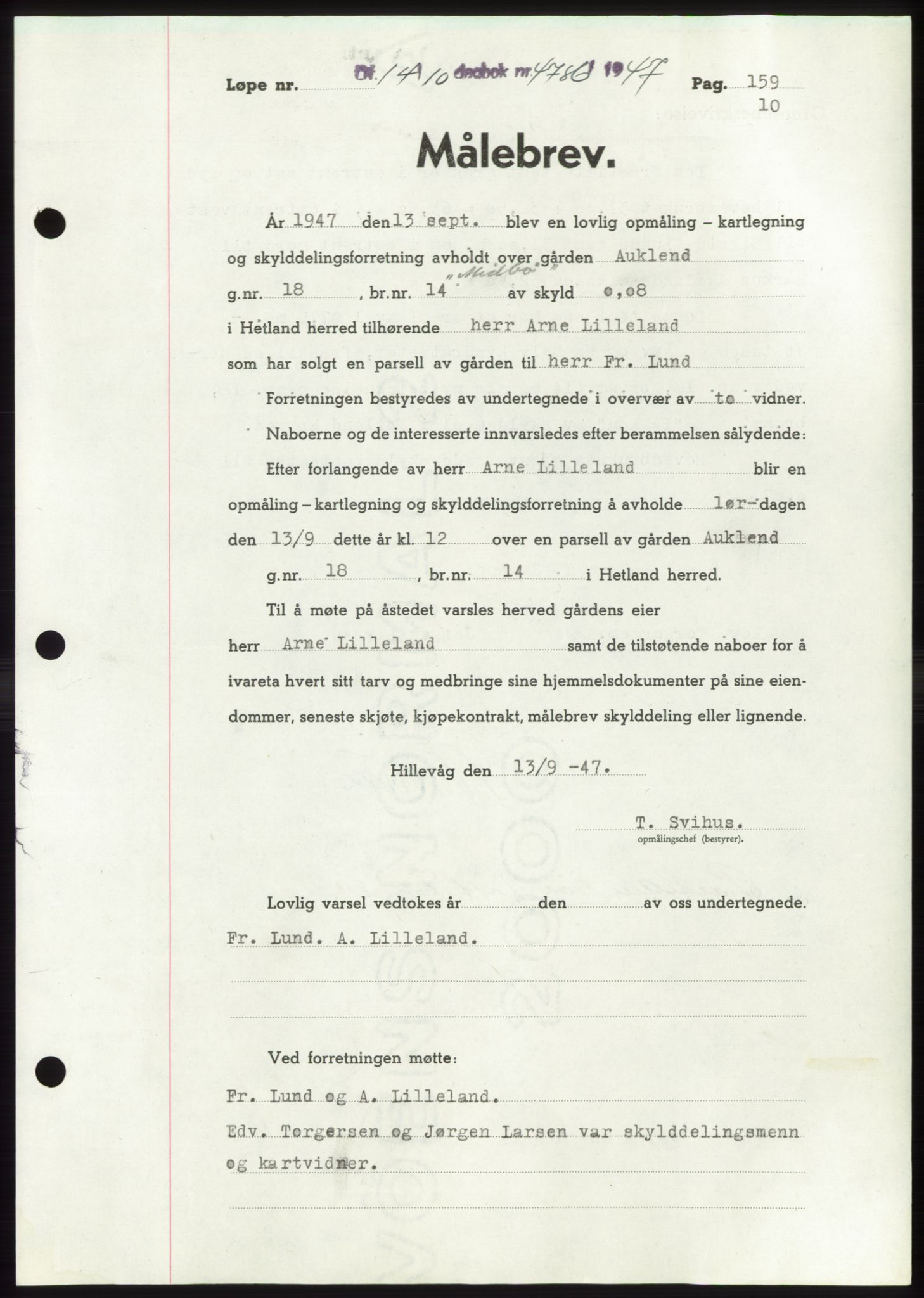 Jæren sorenskriveri, SAST/A-100310/03/G/Gba/L0096: Pantebok, 1947-1947, Dagboknr: 4786/1947