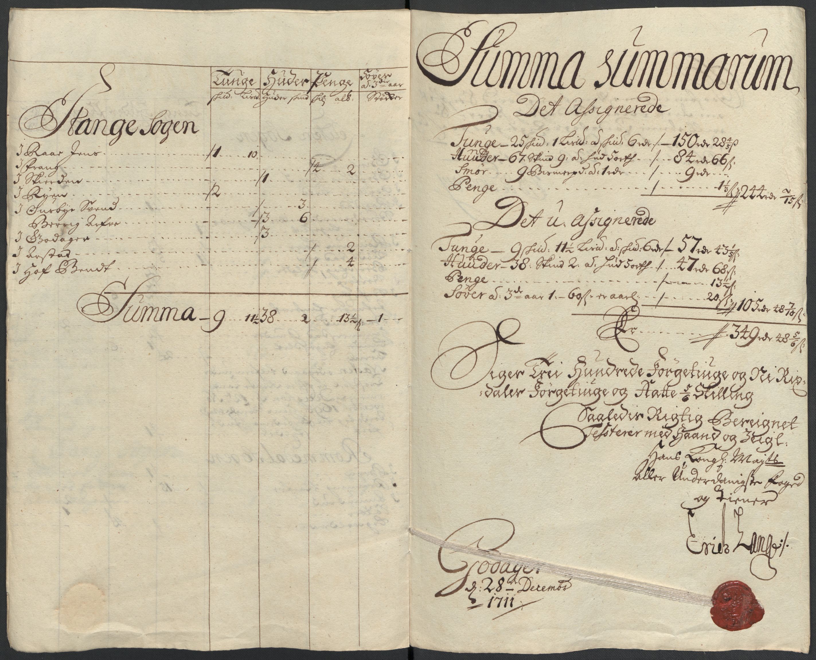 Rentekammeret inntil 1814, Reviderte regnskaper, Fogderegnskap, AV/RA-EA-4092/R16/L1047: Fogderegnskap Hedmark, 1711, s. 34