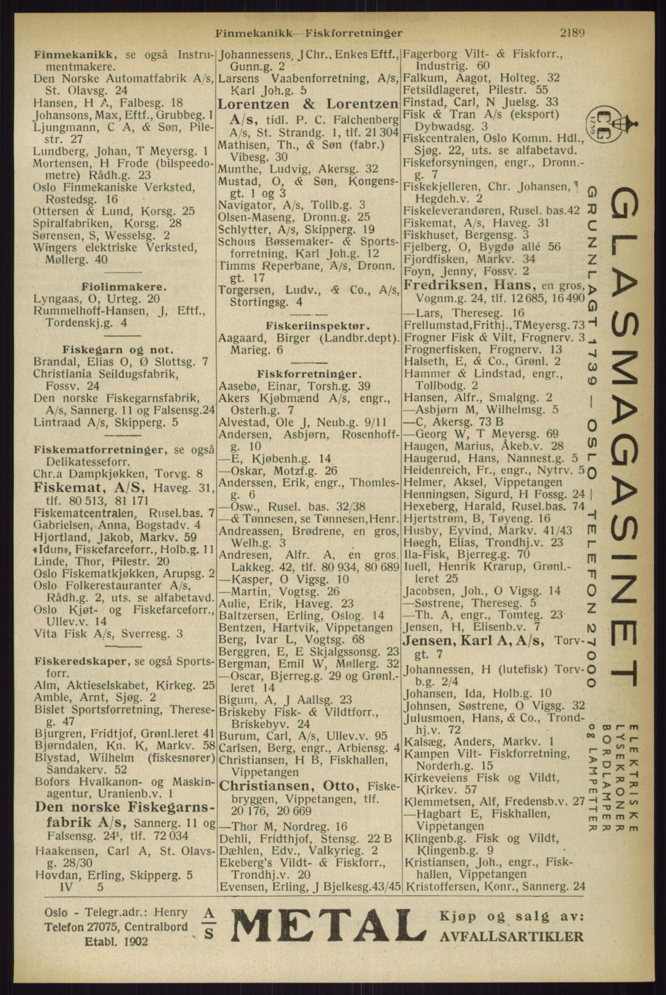 Kristiania/Oslo adressebok, PUBL/-, 1933, s. 2189