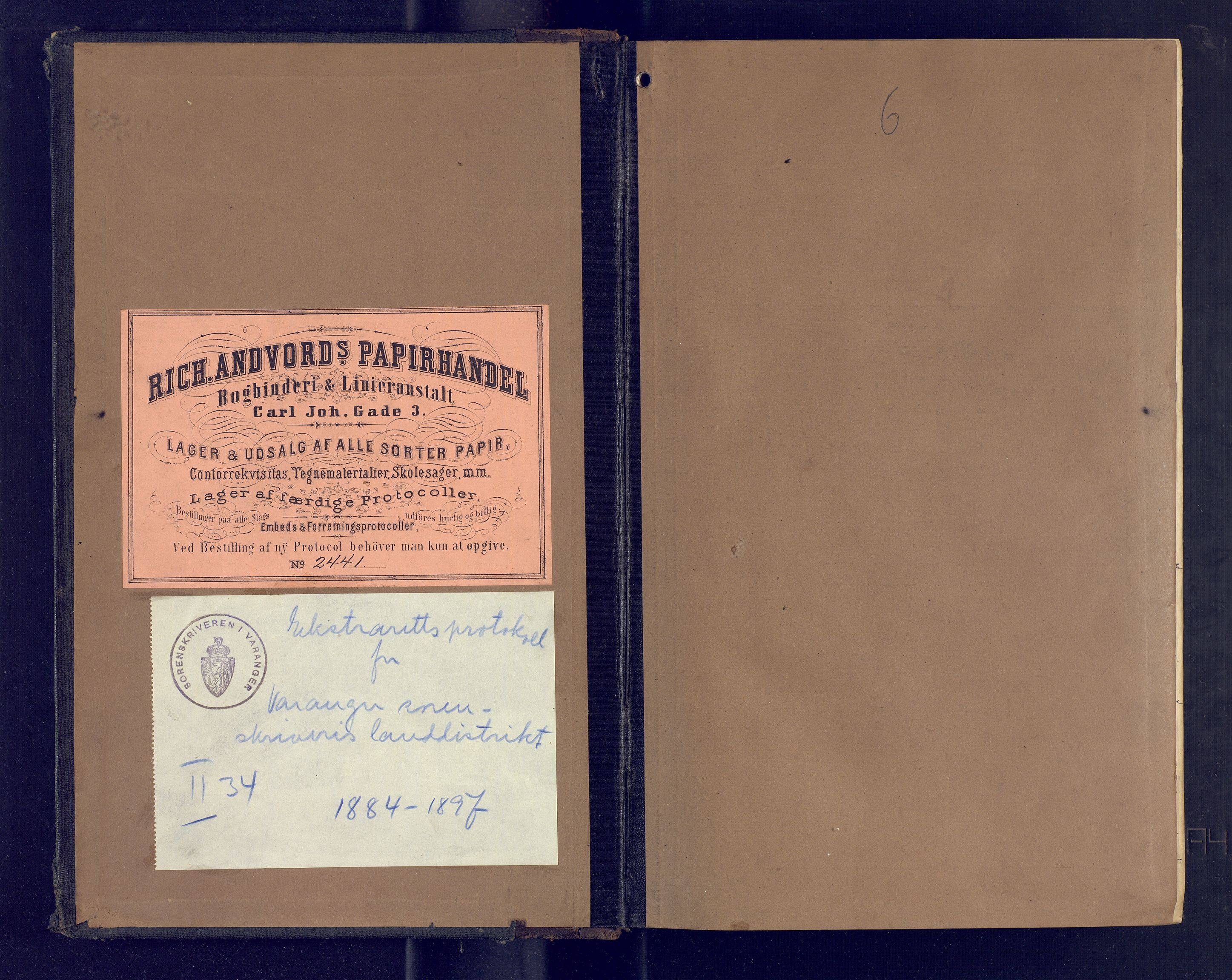 Varanger fogderi-sorenskriveri/Tana og Varanger sorenskriveri, AV/SATØ-S-0059/1/K/Ka/Kab/L0255: Ekstrarettsprotokoller. 1. serie. Med register (6), 1884-1897