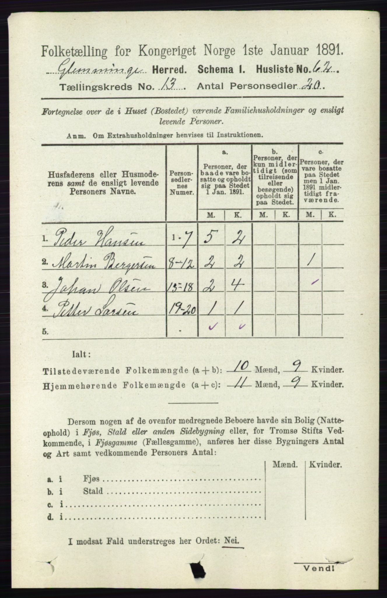 RA, Folketelling 1891 for 0132 Glemmen herred, 1891, s. 11127