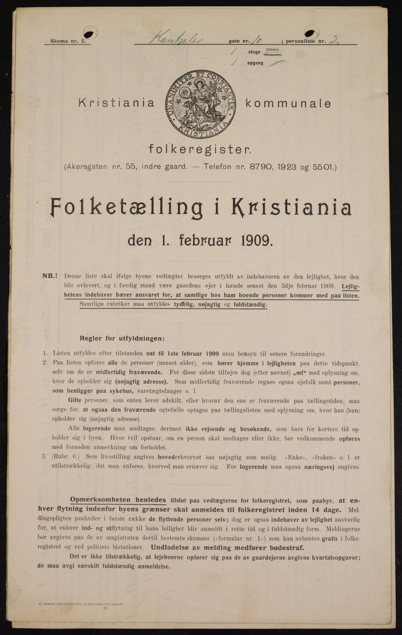 OBA, Kommunal folketelling 1.2.1909 for Kristiania kjøpstad, 1909, s. 43947