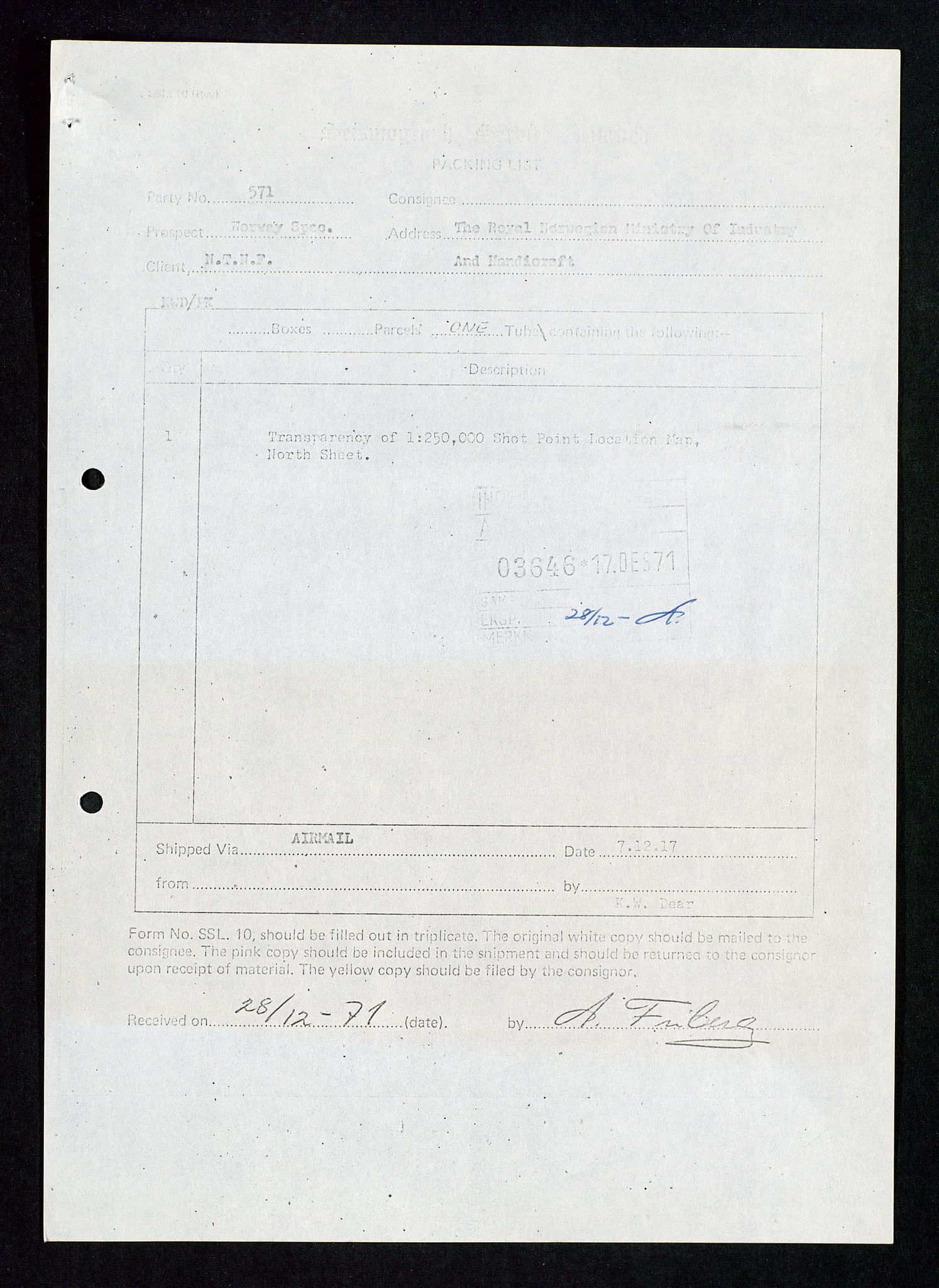 Industridepartementet, Oljekontoret, SAST/A-101348/Da/L0007:  Arkivnøkkel 714 - 722 Seismiske undersøkelser, 1965-1973, s. 443