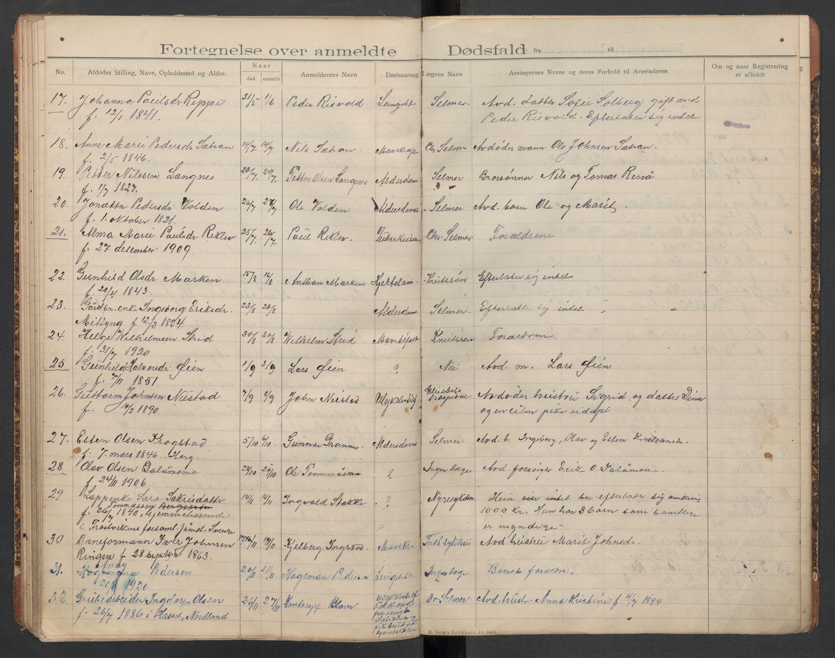 Øvre Stjørdal lensmannskontor, AV/SAT-A-1819/1/02/L0003: 2.01.03 Dødsfallsprotokoll, 1901-1924