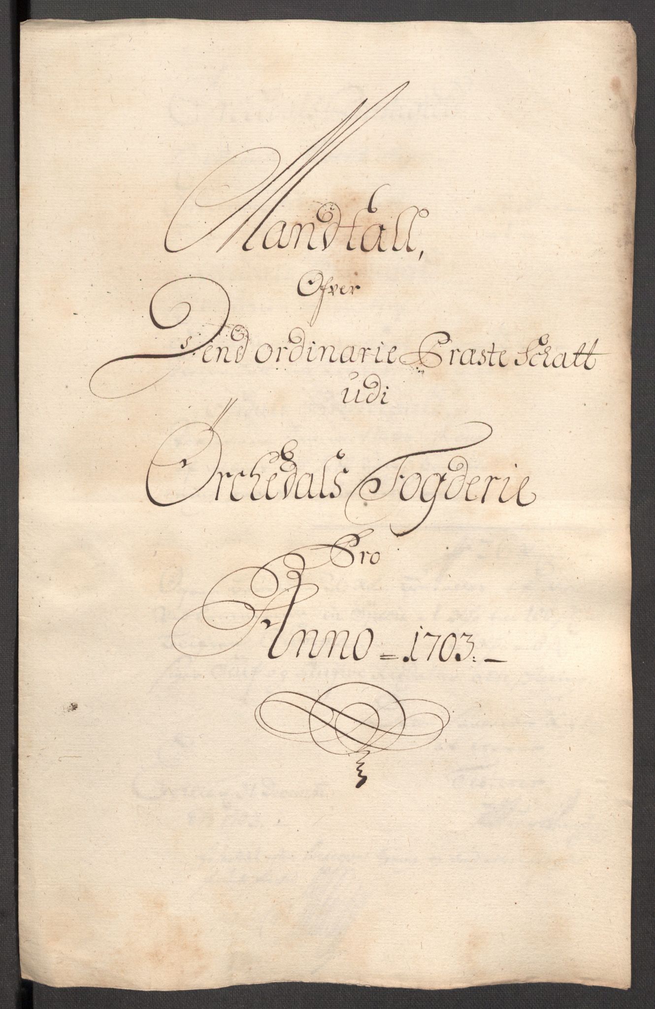 Rentekammeret inntil 1814, Reviderte regnskaper, Fogderegnskap, AV/RA-EA-4092/R60/L3953: Fogderegnskap Orkdal og Gauldal, 1703, s. 168