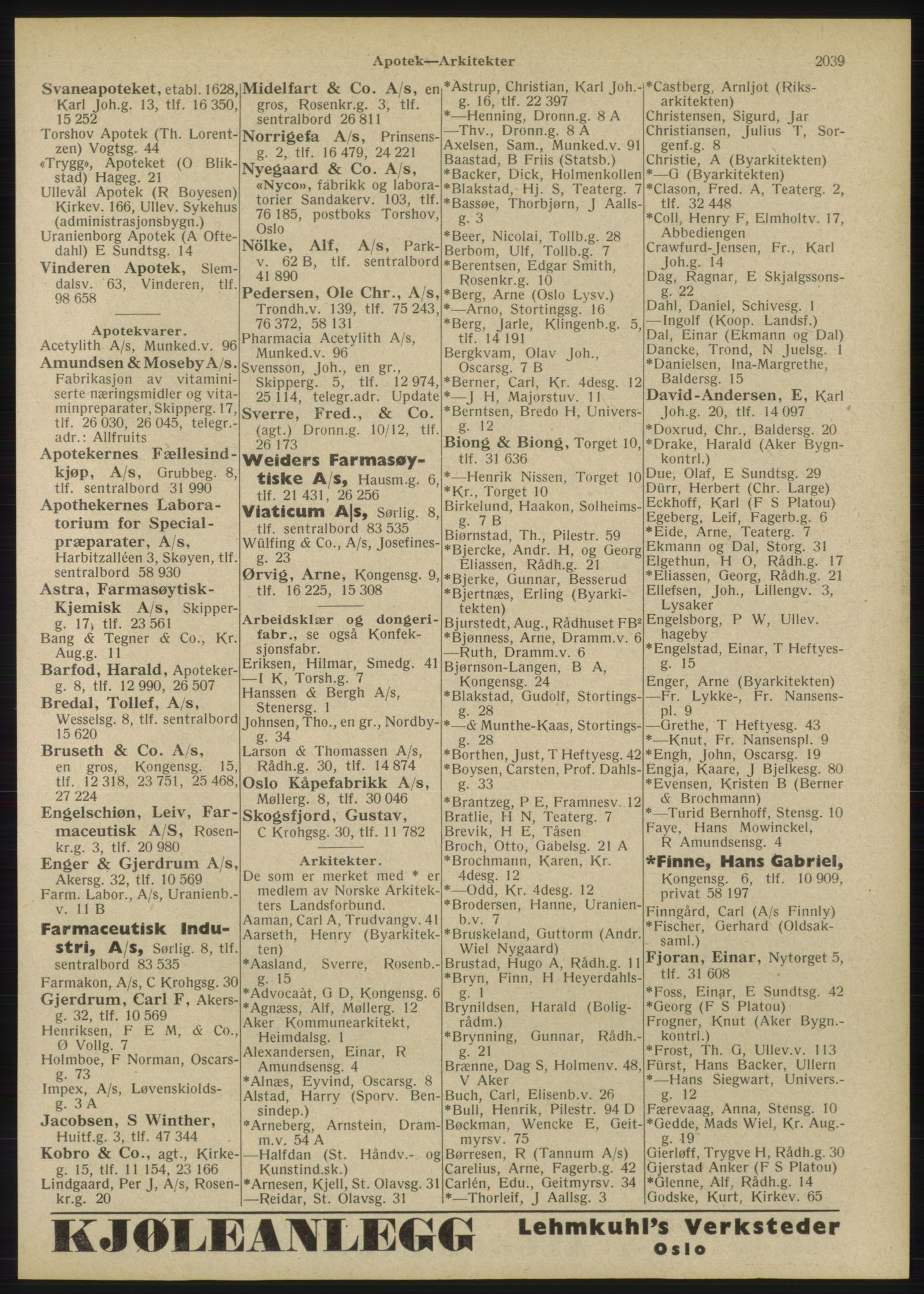 Kristiania/Oslo adressebok, PUBL/-, 1946, s. 2039