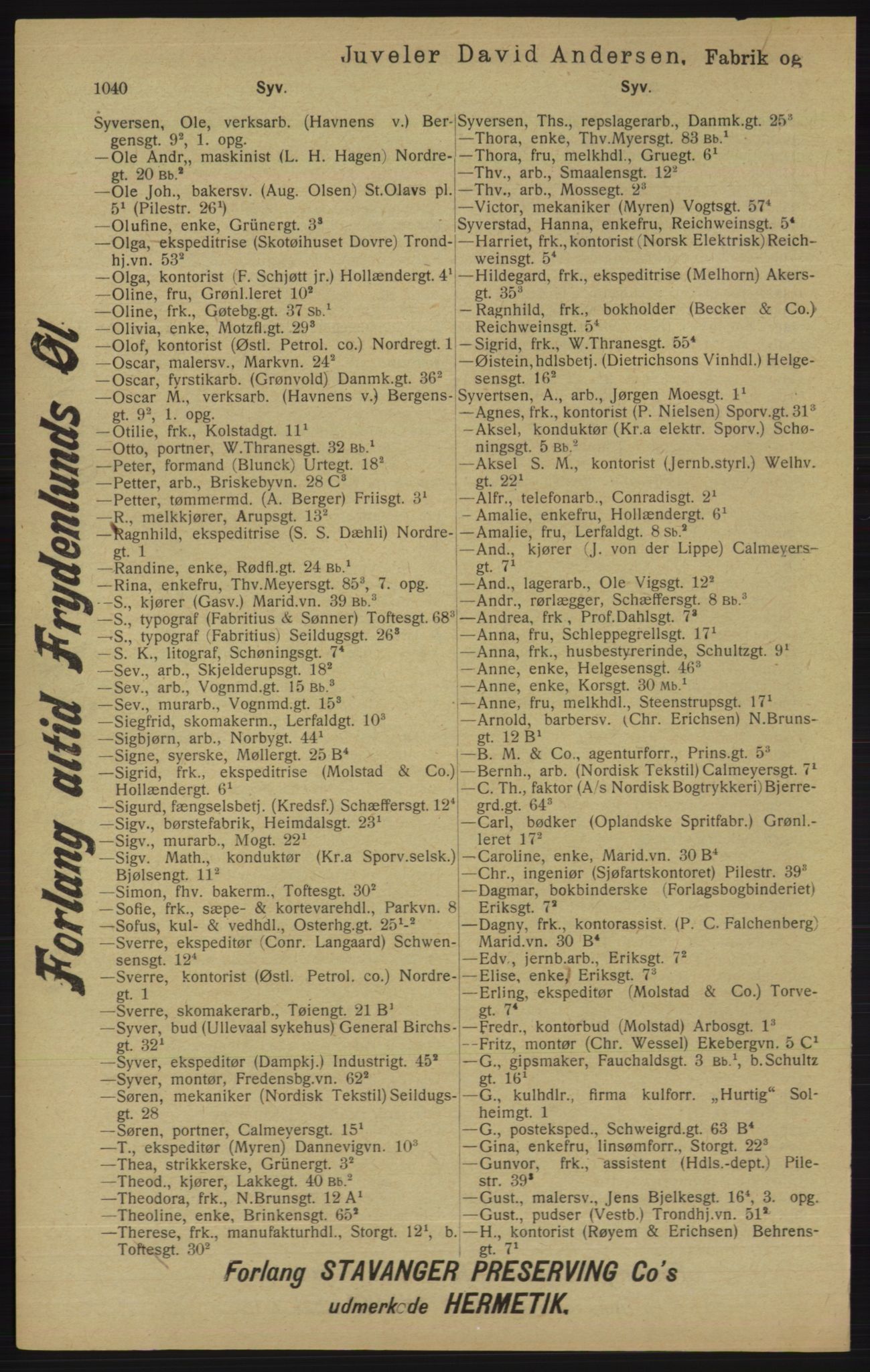 Kristiania/Oslo adressebok, PUBL/-, 1913, s. 1052