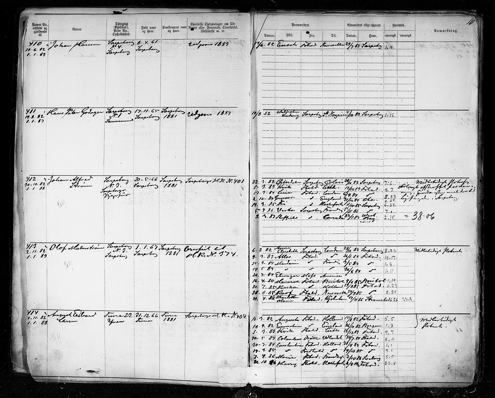 Sarpsborg mønstringskontor, SAO/A-10569c/F/Fc/Fca/L0005: Annotasjonsrulle, 1881-1913, s. 13