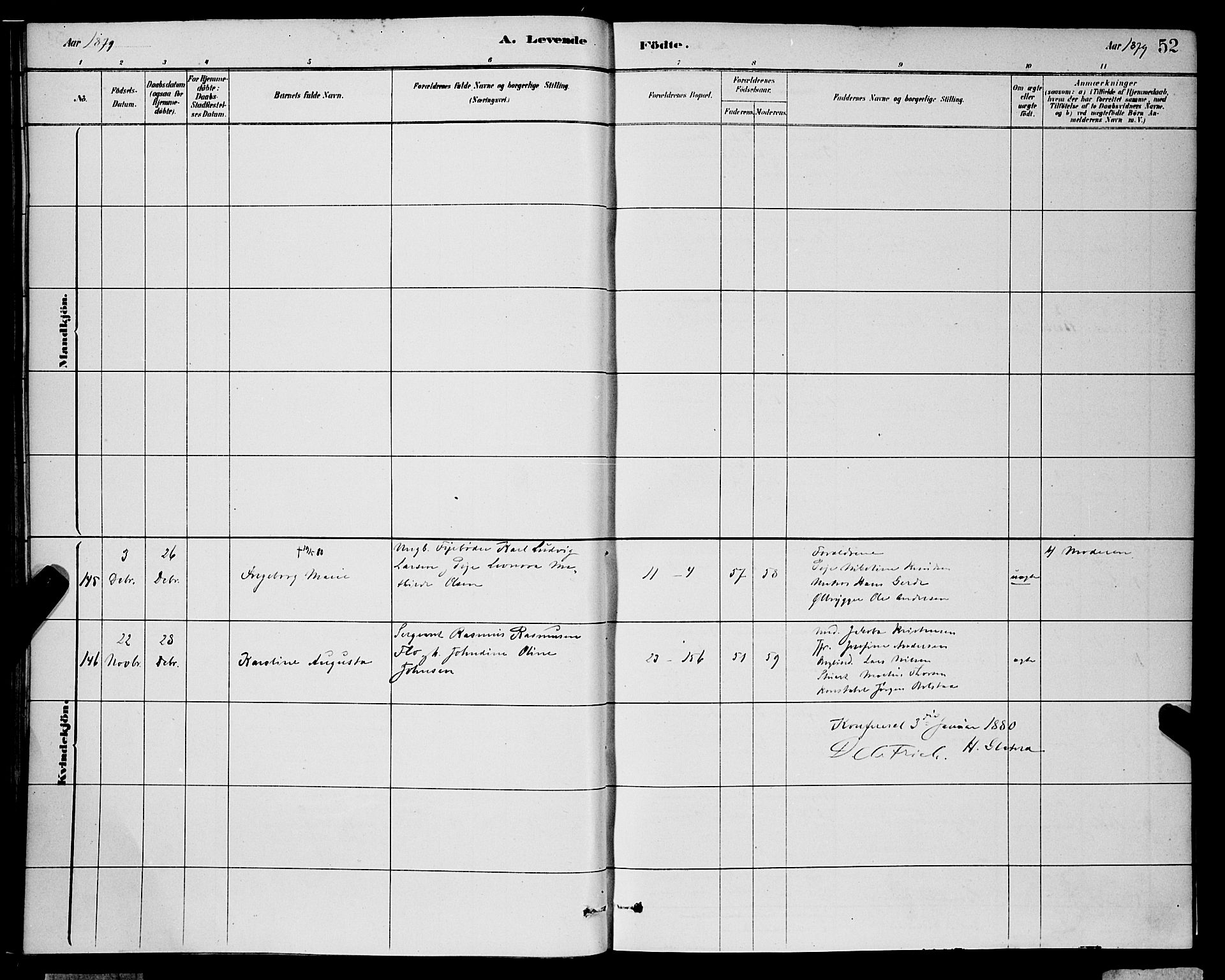 Korskirken sokneprestembete, AV/SAB-A-76101/H/Hab: Klokkerbok nr. B 8, 1878-1887, s. 52