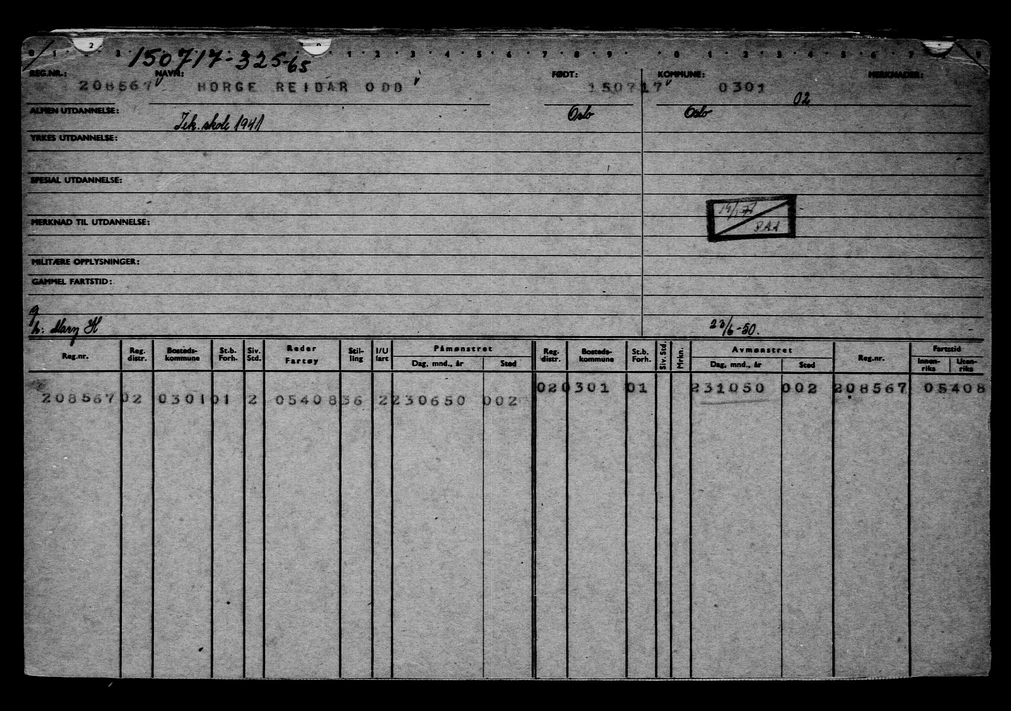 Direktoratet for sjømenn, AV/RA-S-3545/G/Gb/L0150: Hovedkort, 1917, s. 288