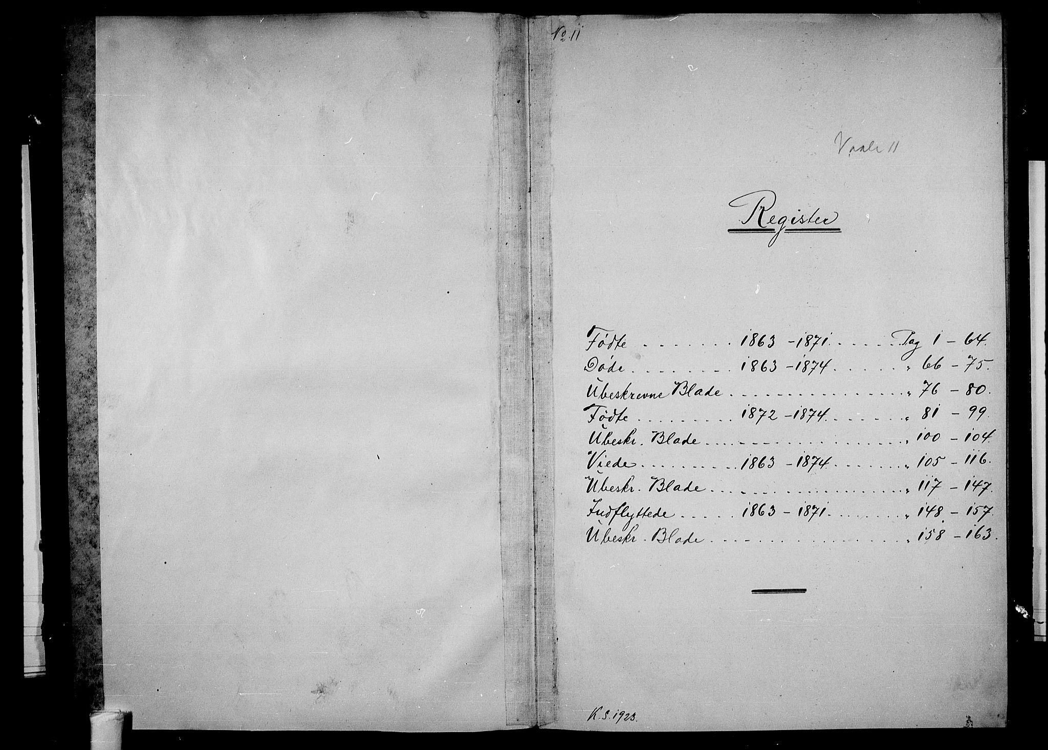 Våle kirkebøker, SAKO/A-334/G/Ga/L0003: Klokkerbok nr. I 3, 1863-1874