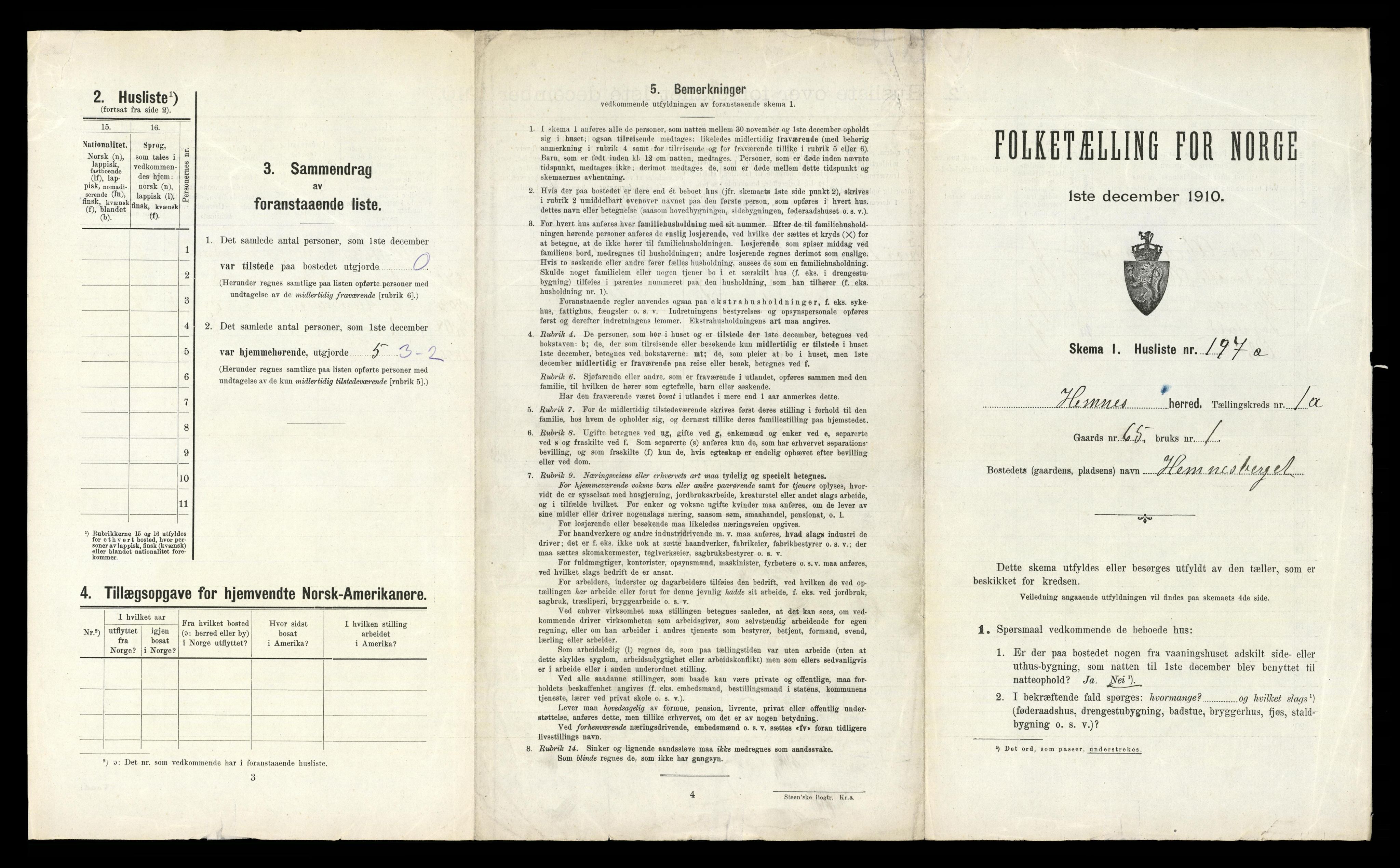 RA, Folketelling 1910 for 1832 Hemnes herred, 1910, s. 436