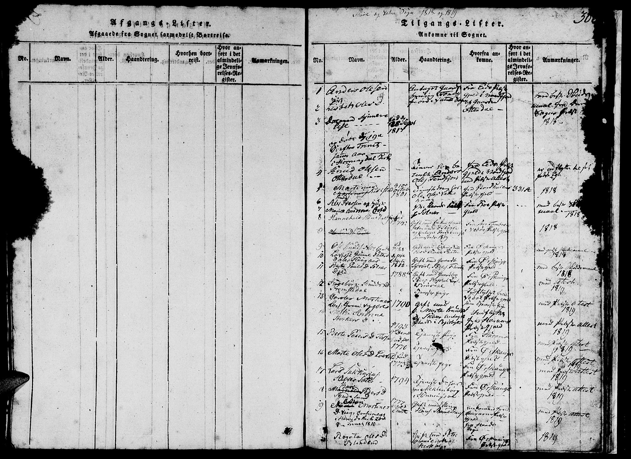 Ministerialprotokoller, klokkerbøker og fødselsregistre - Møre og Romsdal, AV/SAT-A-1454/524/L0360: Klokkerbok nr. 524C01, 1816-1830, s. 306