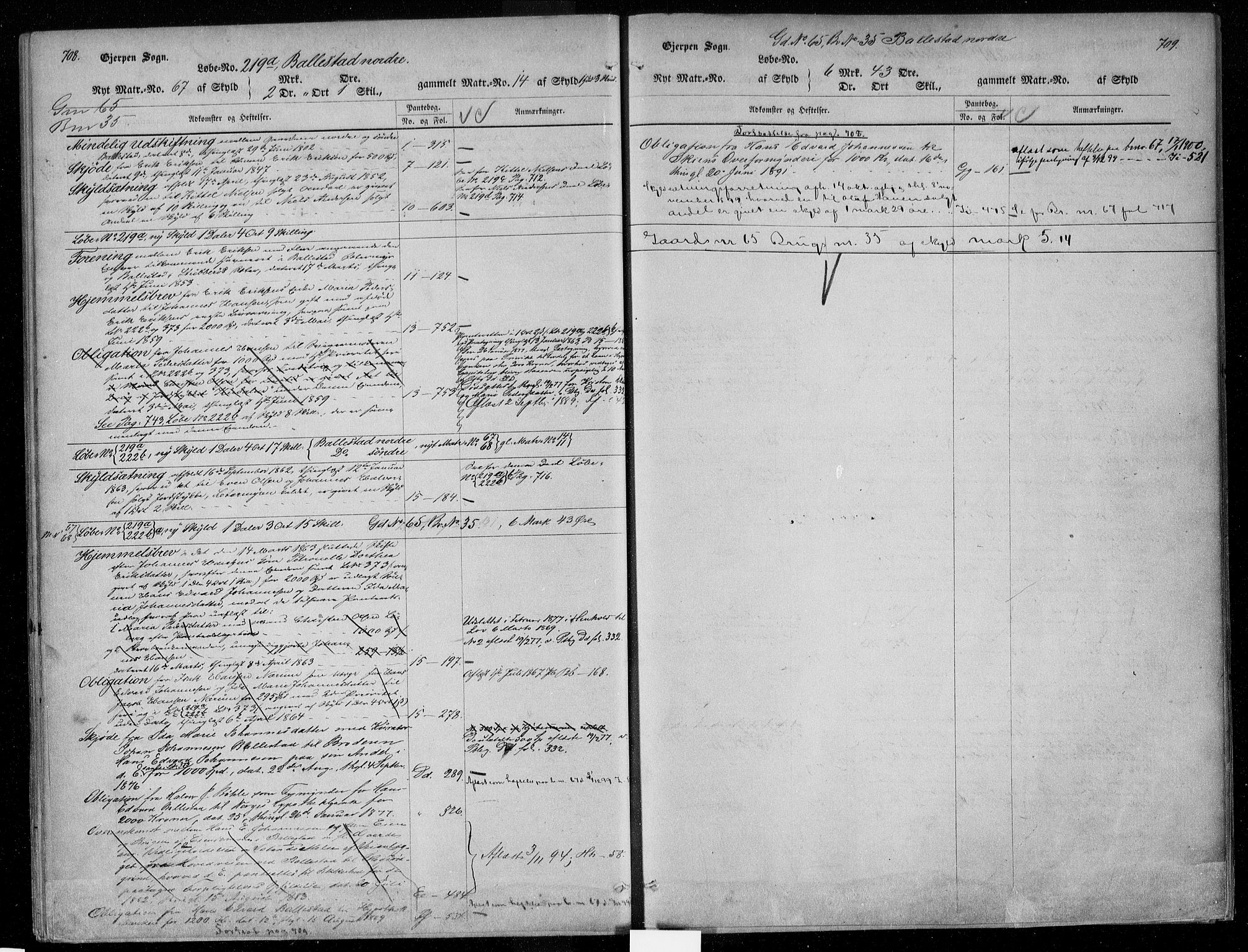 Gjerpen sorenskriveri, AV/SAKO-A-216/G/Gb/Gba/L0003b: Panteregister nr. I 3b, s. 708-709