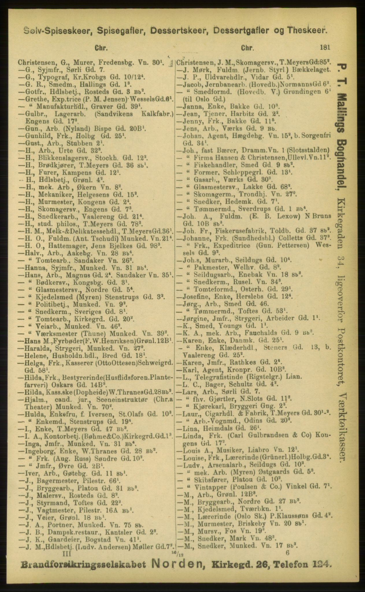 Kristiania/Oslo adressebok, PUBL/-, 1898, s. 181