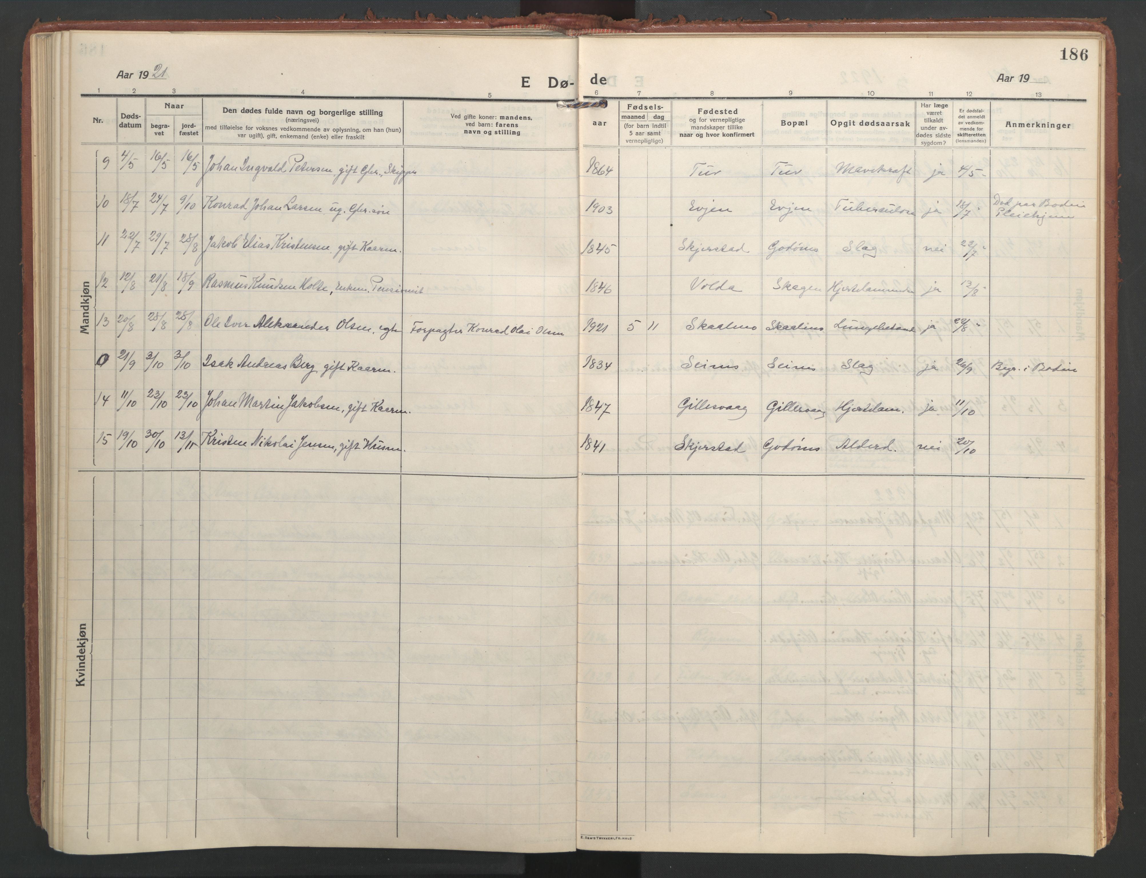 Ministerialprotokoller, klokkerbøker og fødselsregistre - Nordland, SAT/A-1459/804/L0086: Ministerialbok nr. 804A07, 1916-1935, s. 186