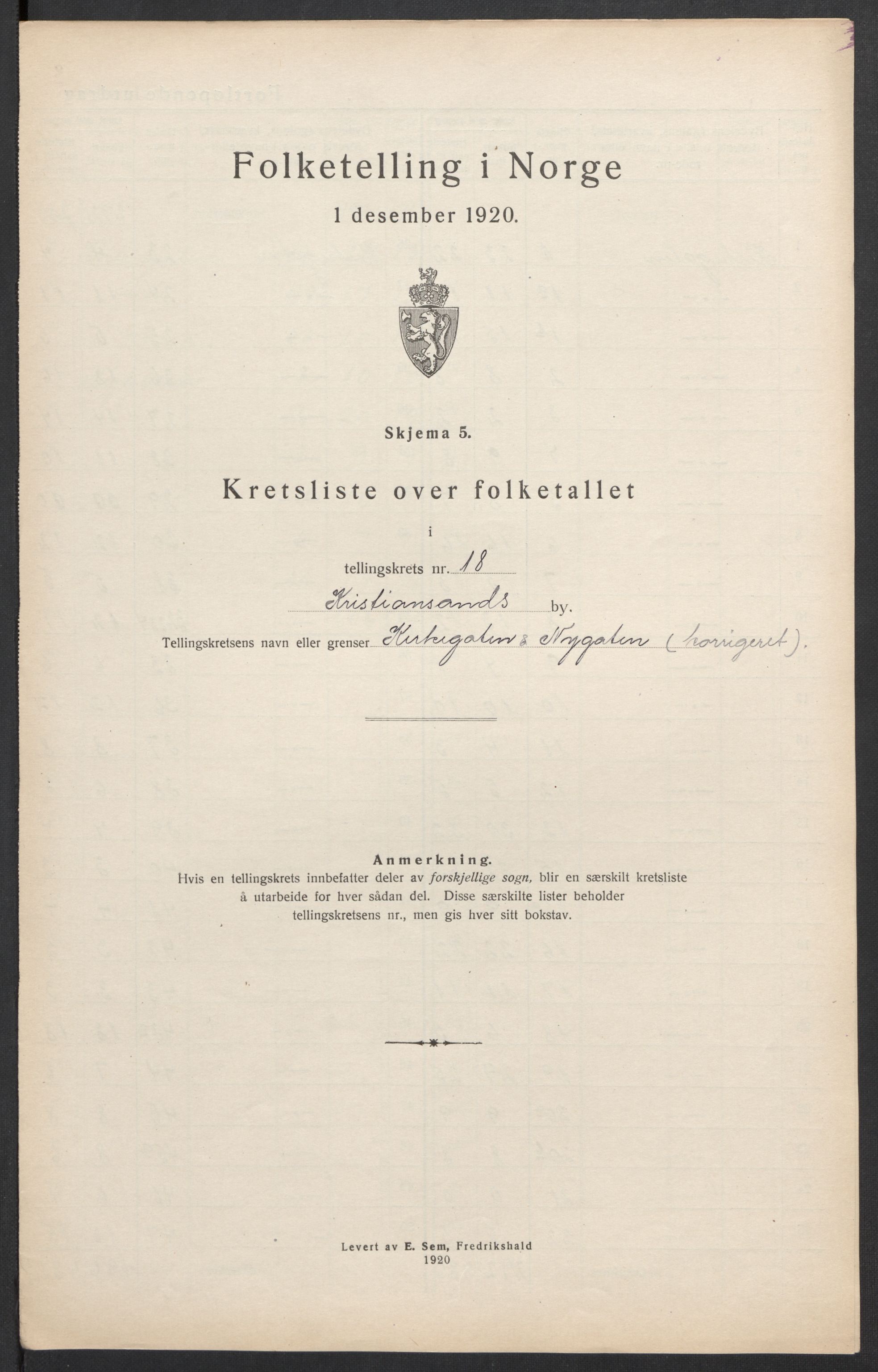 SAK, Folketelling 1920 for 1001 Kristiansand kjøpstad, 1920, s. 140