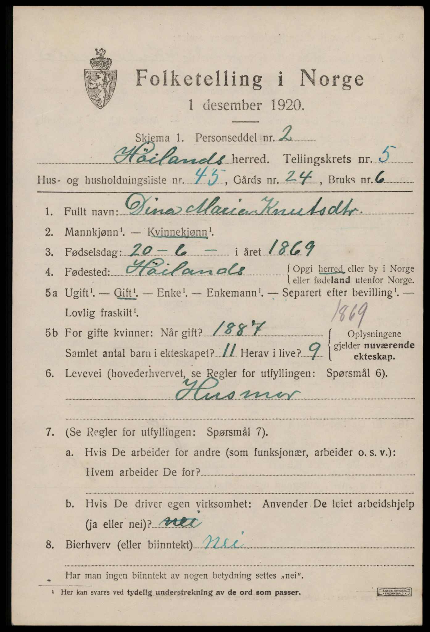 SAST, Folketelling 1920 for 1123 Høyland herred, 1920, s. 4226