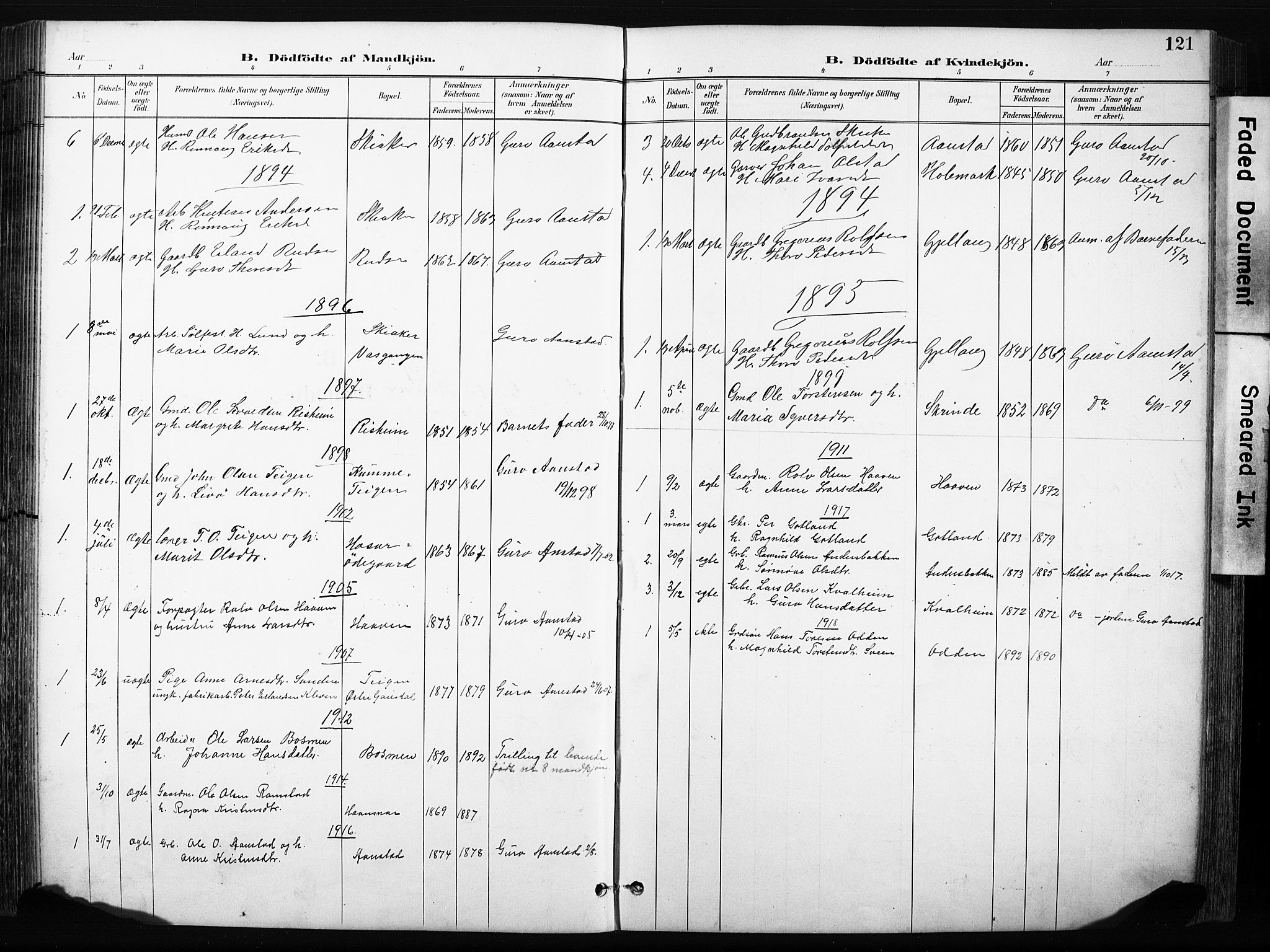 Skjåk prestekontor, AV/SAH-PREST-072/H/Ha/Hab/L0003: Klokkerbok nr. 3, 1893-1932, s. 121
