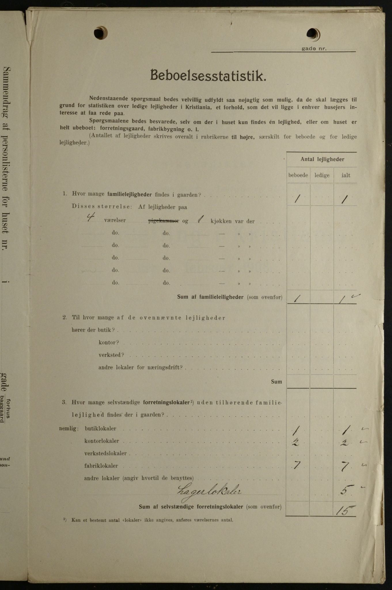 OBA, Kommunal folketelling 1.2.1908 for Kristiania kjøpstad, 1908, s. 114275